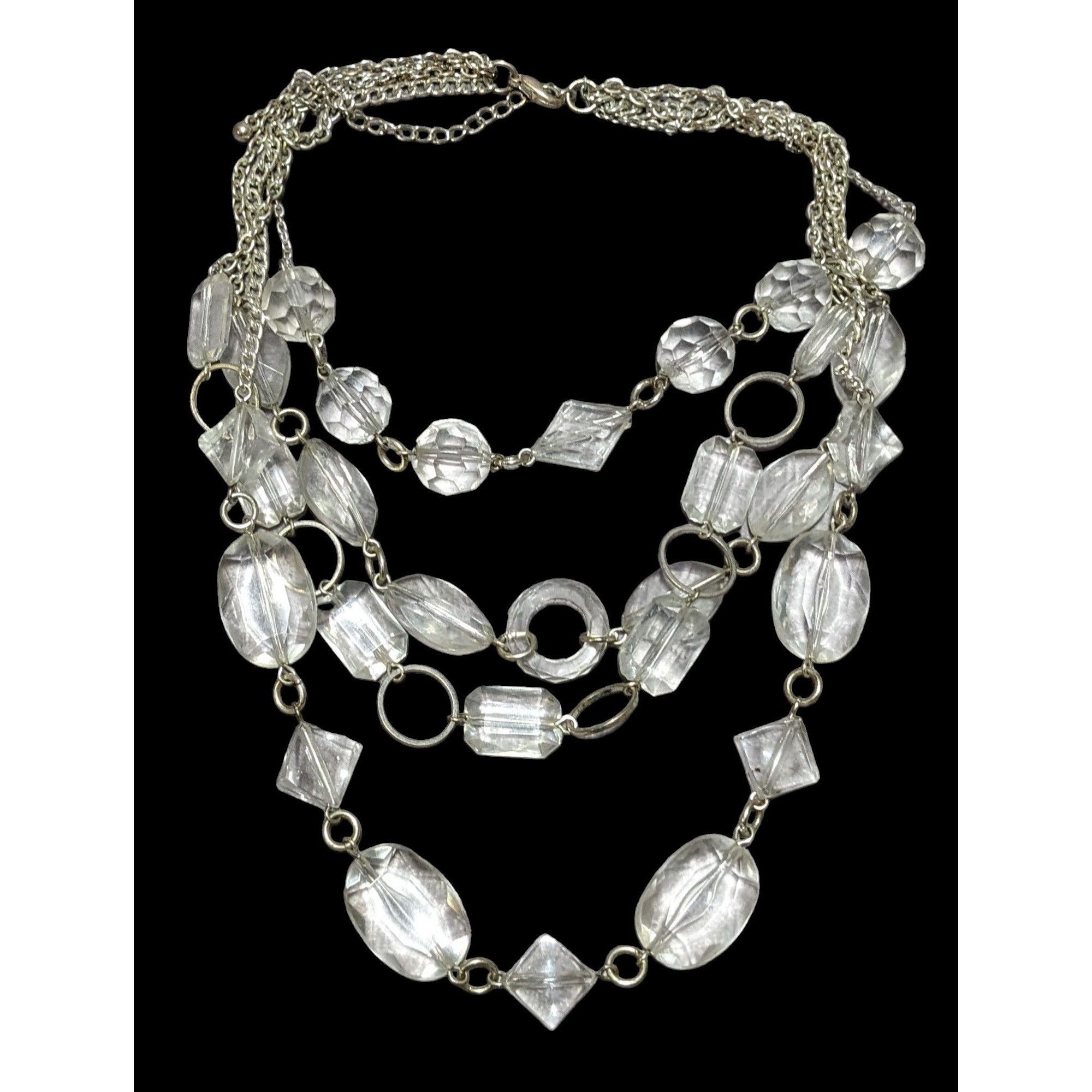 Other Clear Chunky Gemmed Multilayer Necklace Size ONE SIZE - 1 Thumbnail