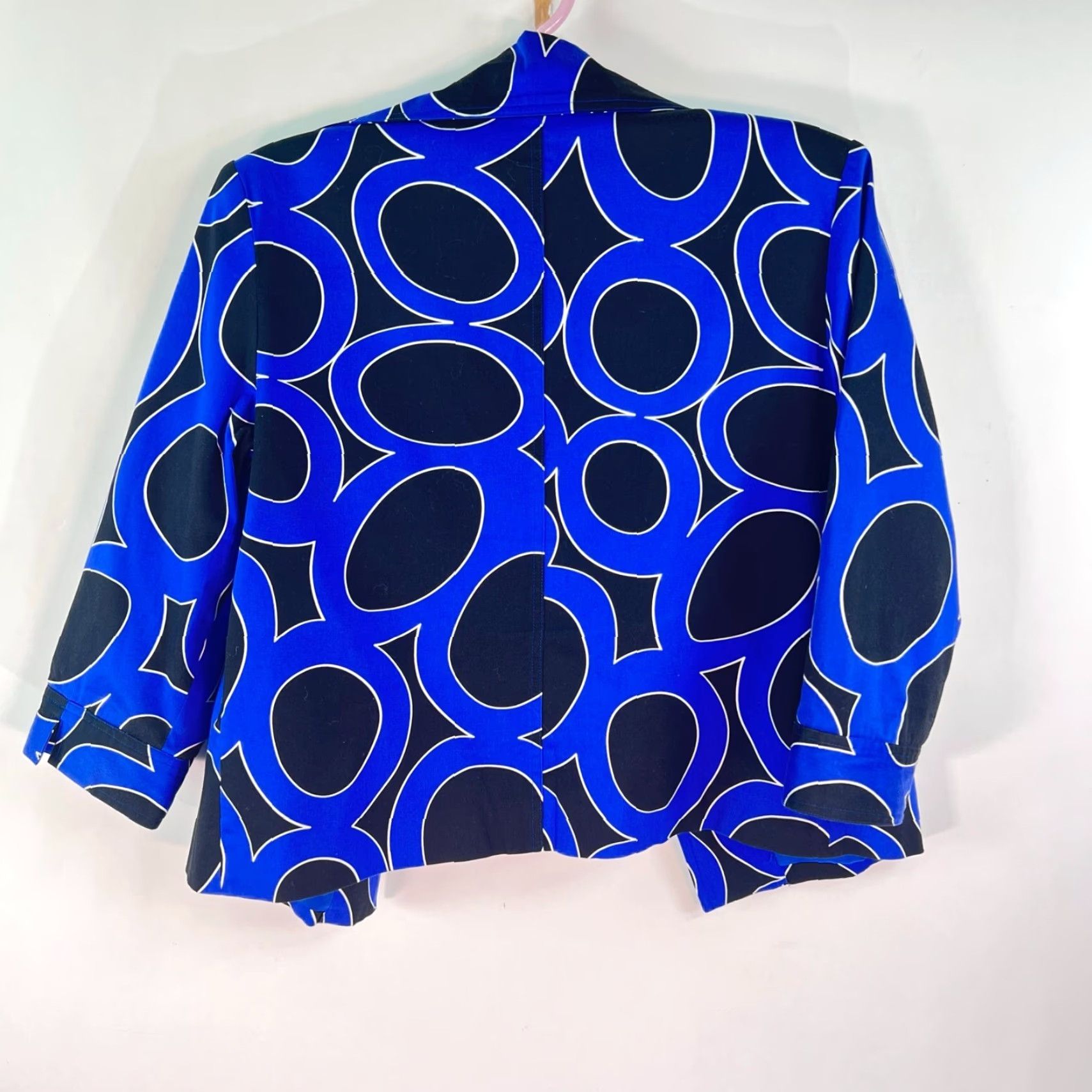 Vintage VINTAGE Transitions Womens Blazer Jacket 3/4 Sleeve Open Blue Black L Geometric Casual Size L / US 10 / IT 46 - 6 Thumbnail