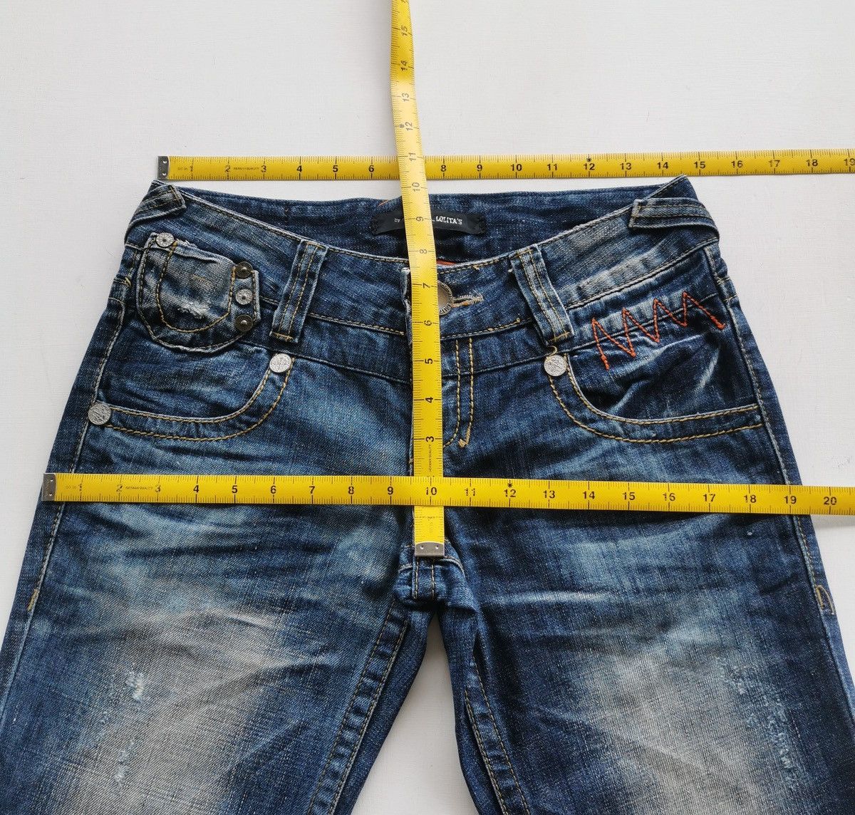 Kapital Wide Flare Lolita Distressed Denim Jeans Size 29" - 11 Thumbnail