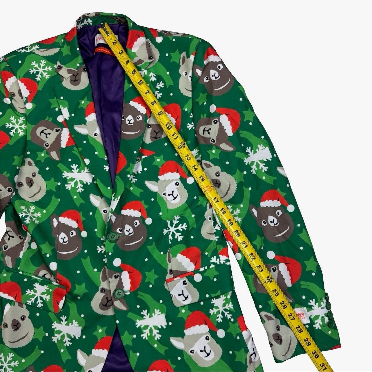 Other OppoSuits Men's Christmas Santa Llama 2-Button Blazer Red/Gr Size 38R - 8 Thumbnail