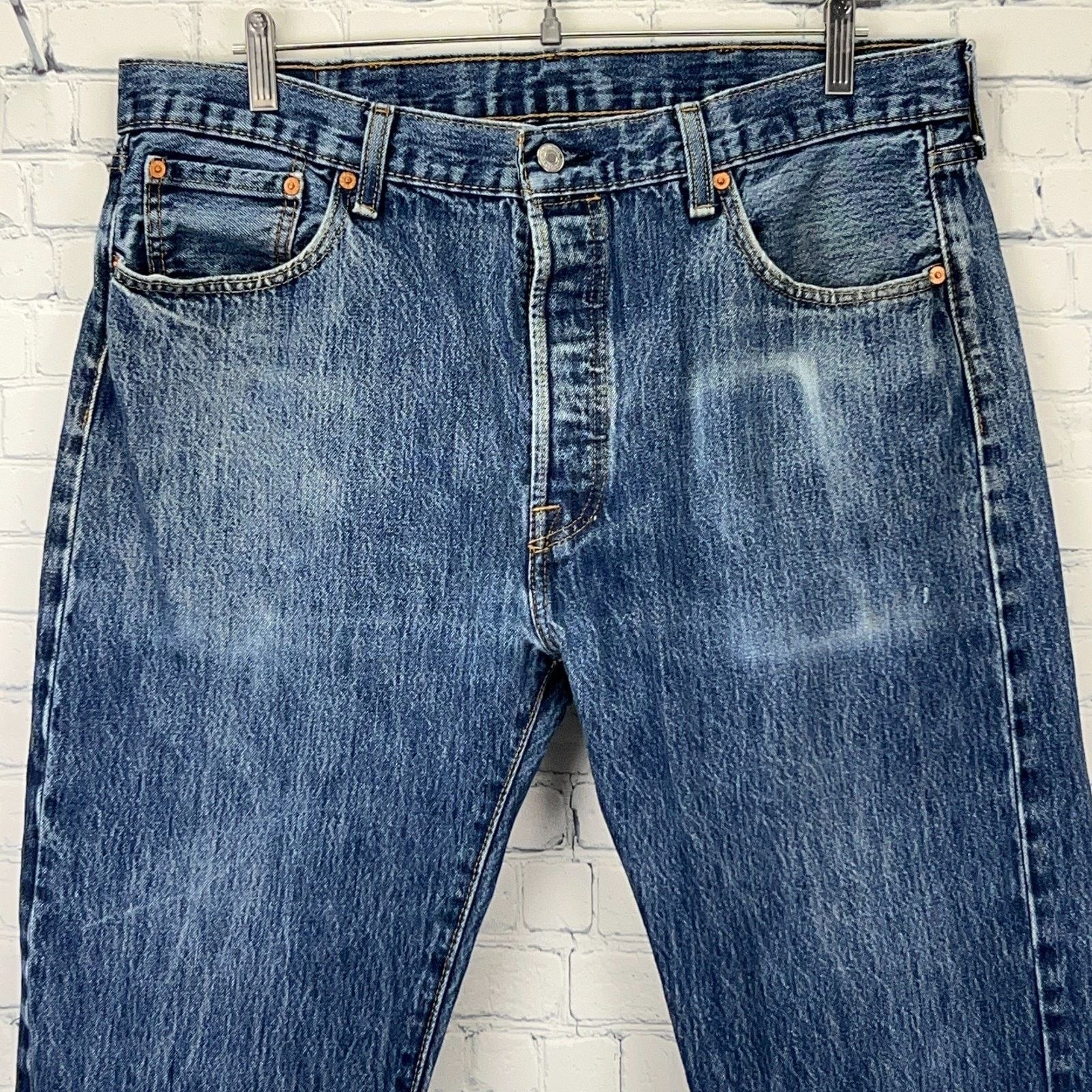 Levi's Levis 501 Button Fly Jeans Straight Fit 5 Pockets Blue 38x29 Size US 38 / EU 54 - 4 Thumbnail