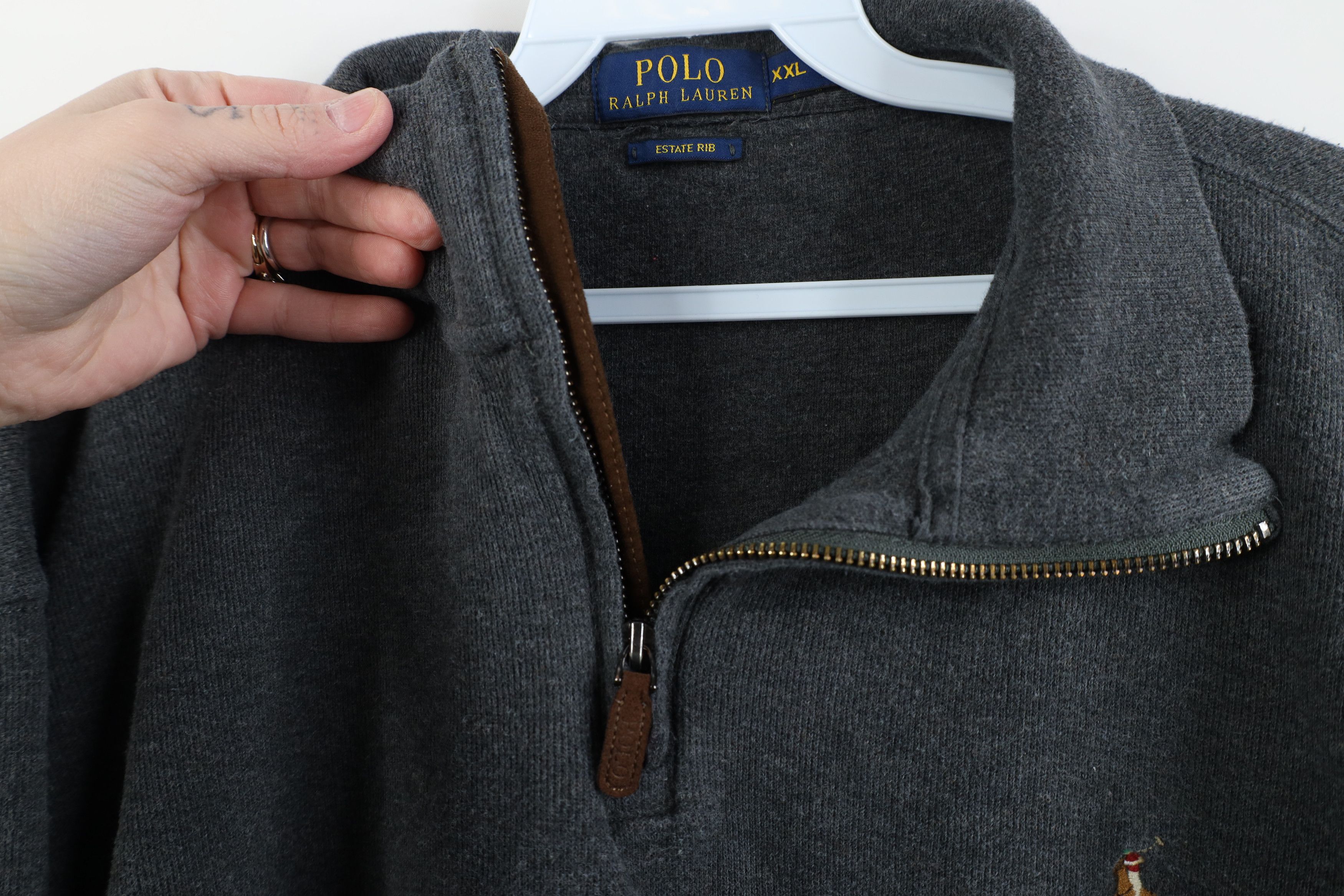 Ralph Lauren Vintage Ralph Lauren Cotton Ribbed Knit 1/4 Half Zip Sweater Size US XXL / EU 58 / 5 - 5 Thumbnail