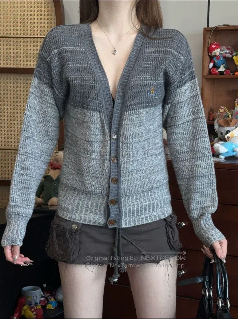 Vivienne Westwood Floral grey patchwork cardigan