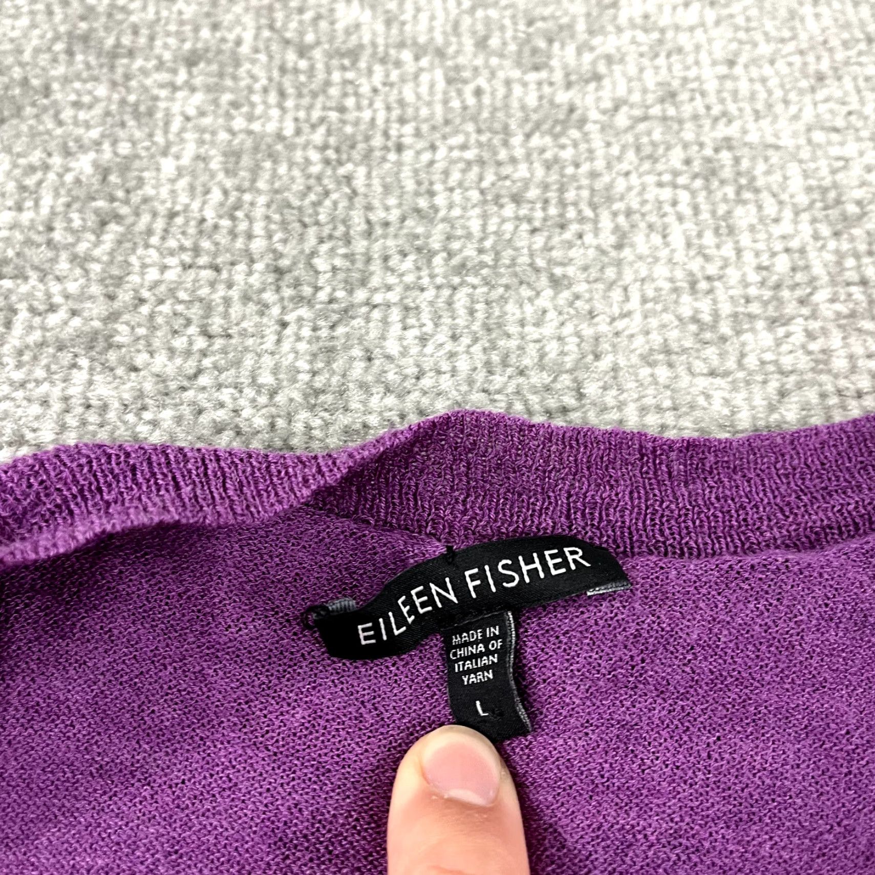 Eileen Fisher EILEEN FISHER Sweater Cardigan Womens Large Purple 100% Wool Open Front Wrap Size L / US 10 / IT 46 - 2 Thumbnail