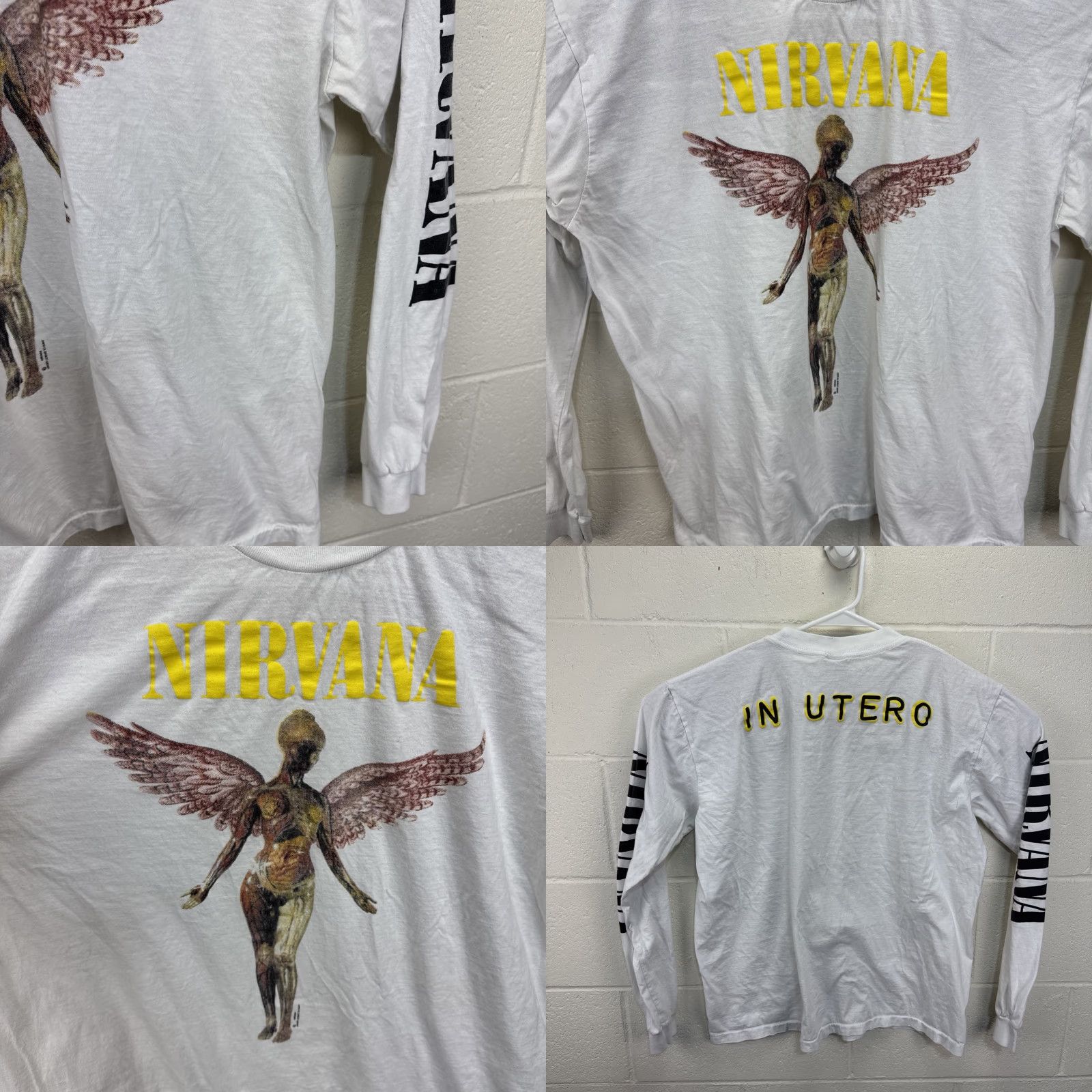 Vintage VINTAGE Nirvana In Utero Band Tee Long Sleeve Shirt Reprint White XL Sleeve Hits Size US XL / EU 56 / 4 - 8 Thumbnail