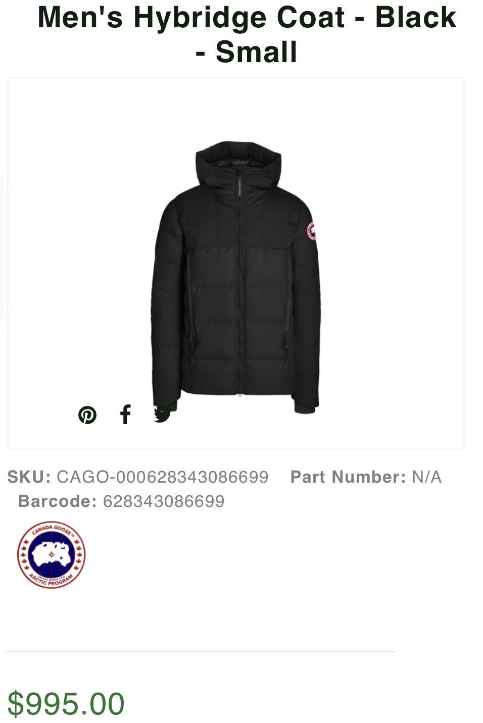 Canada Goose Mens Canada Goose Hybridge Coat Size US S / EU 44-46 / 1 - 9 Thumbnail