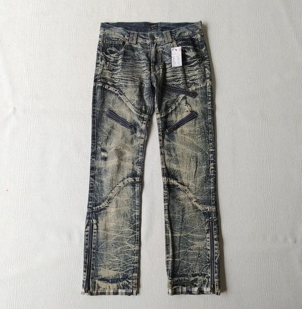 Japanese lowbox distressed denim spider fading