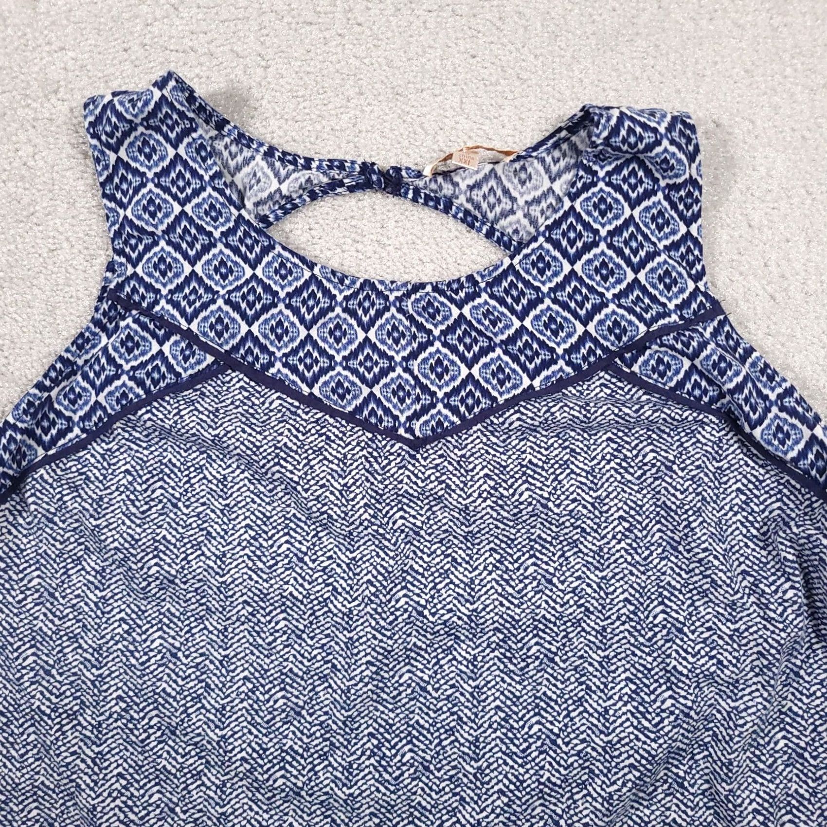 Vintage Skies are Blue Shirt Women's 2XL Blue Boho Artsy Sleeveless Peasant Blouse Size XXL / US 16-18 / IT 52-54 - 3 Thumbnail