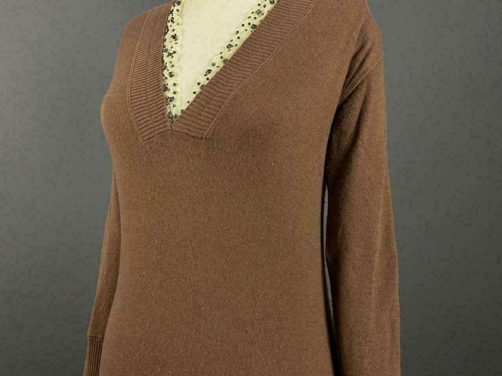 Alessandro Dell'acqua Ladies Allesandro Dell’Acqua Brown Cashmere Sweater Size 40 Size M / US 6-8 / IT 42-44 - 3 Thumbnail