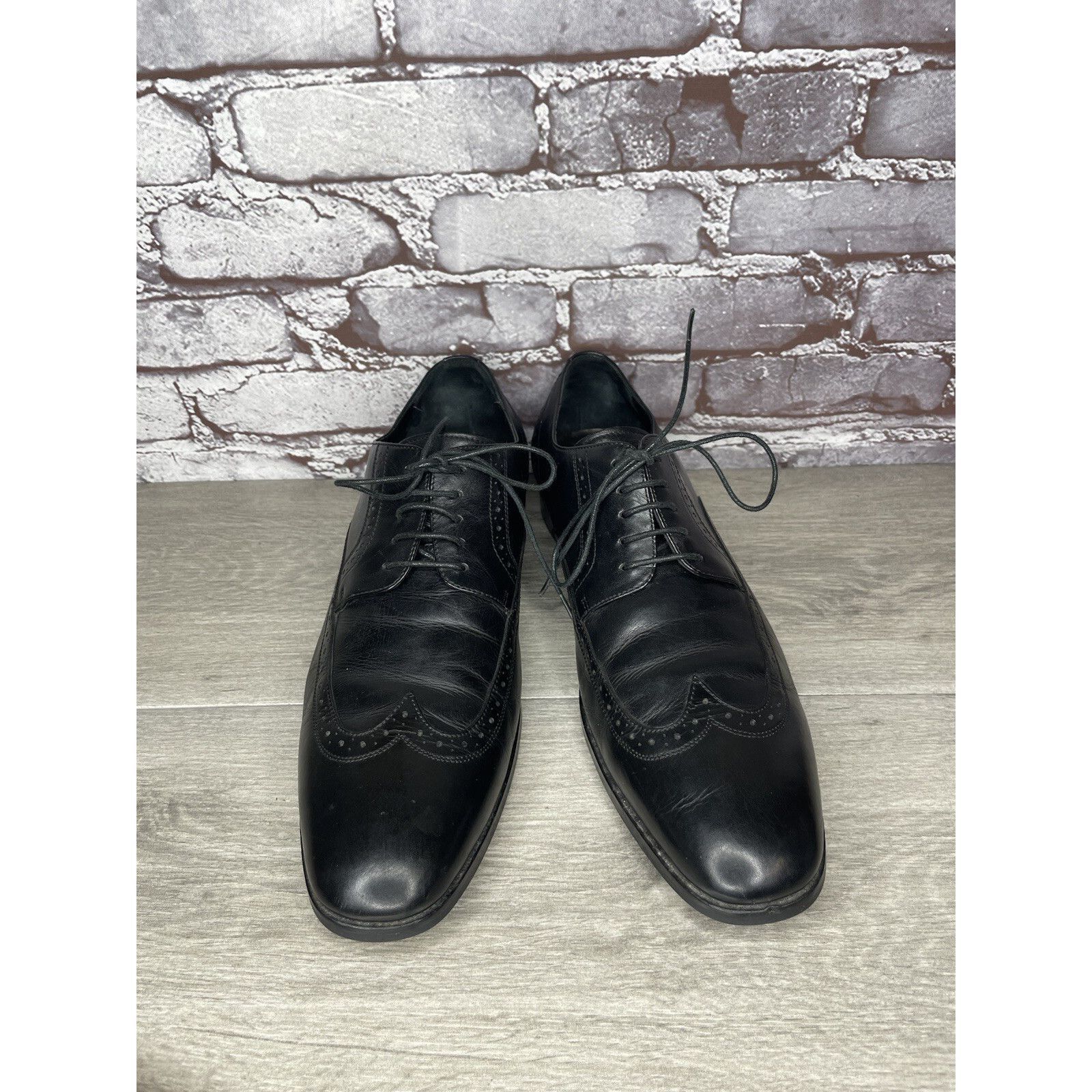 Hugo Boss Boss Hugo Boss Black Leather Wingtip Oxfords Dress Shoes Men Size US 12 / EU 45 - 18 Thumbnail