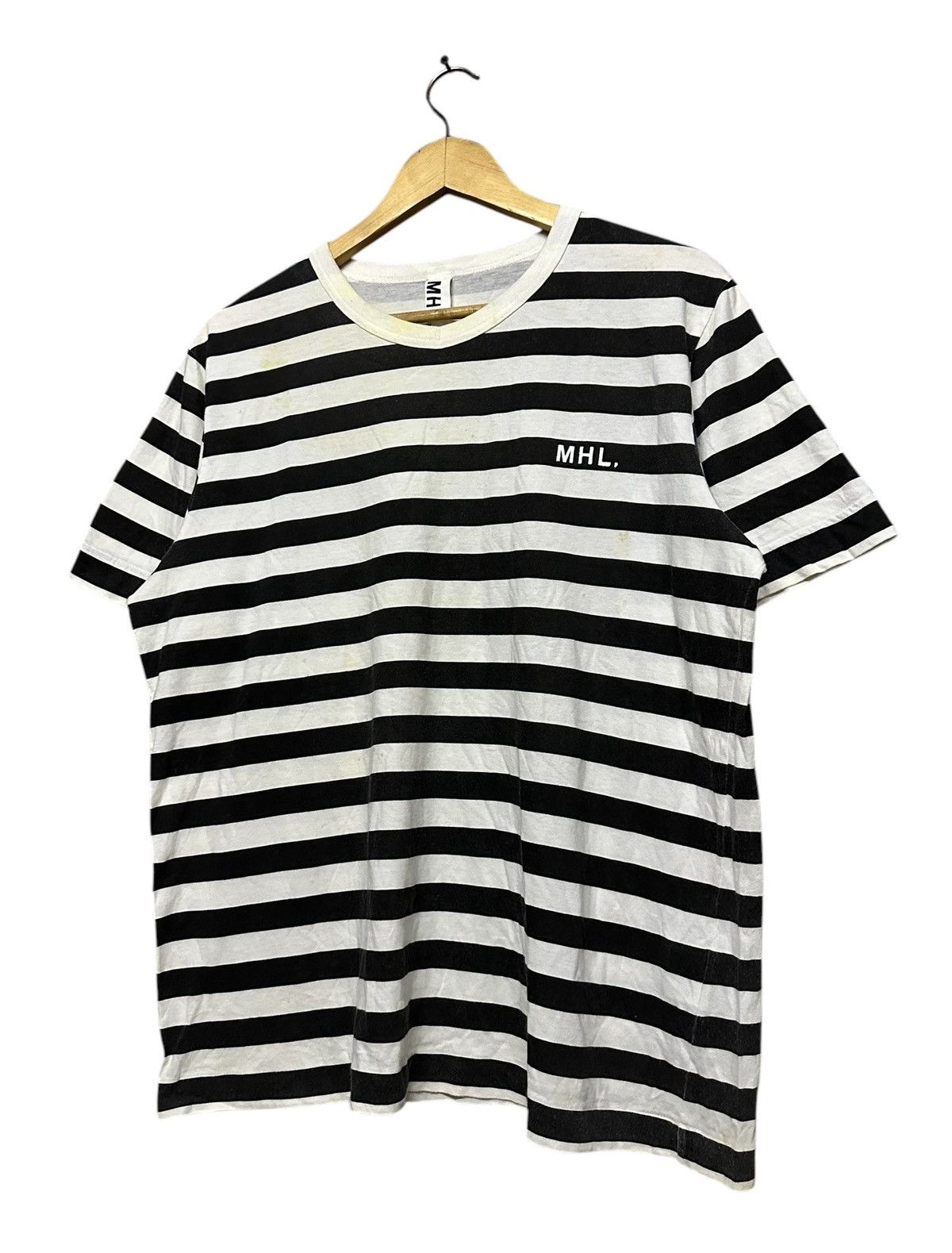 Margaret Howell Vtg🔥MHL Margaret Howell Boader Stiped Logo Tee Size US L / EU 52-54 / 3 - 4 Thumbnail