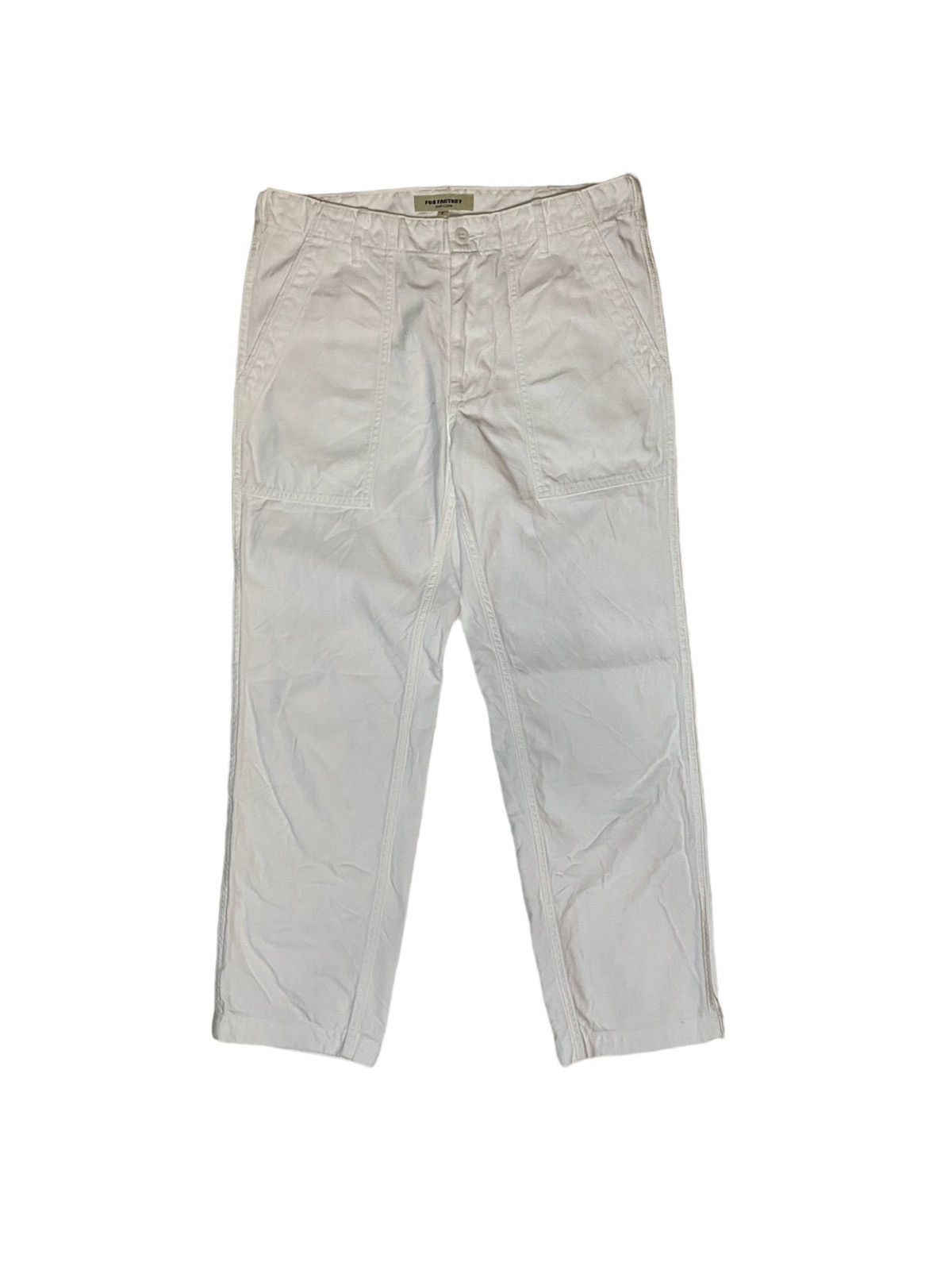 image of F O B Factory x Workers Fob Factory Cropped Baker Pants White F0431, Men's