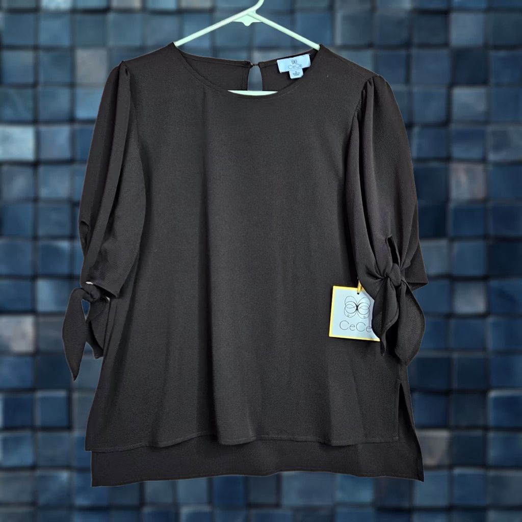 Vintage CeCe Blouse Short Sleeve Black Size S Lightweight NWT Casual Long Sleeve Round Neck Regular Womens Shirt Size S / US 4 / IT 40 - 1 Thumbnail