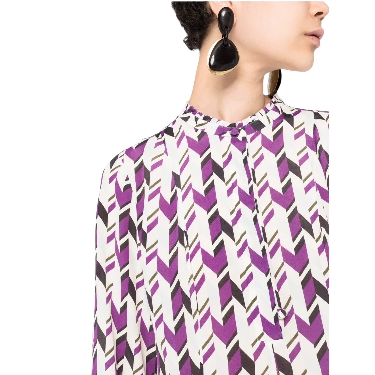 DOROTHEE SCHUMACHER Dorothee Schumacher Purple Geometric Print Fluid Blouse Size L / US 10 / IT 46 - 1 Thumbnail