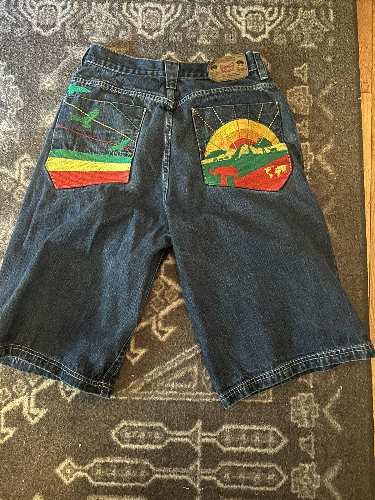 JNCO Jnco style embroidered baggy denim shorts 🇿🇦 Size US 32 / EU 48 - 1 Thumbnail