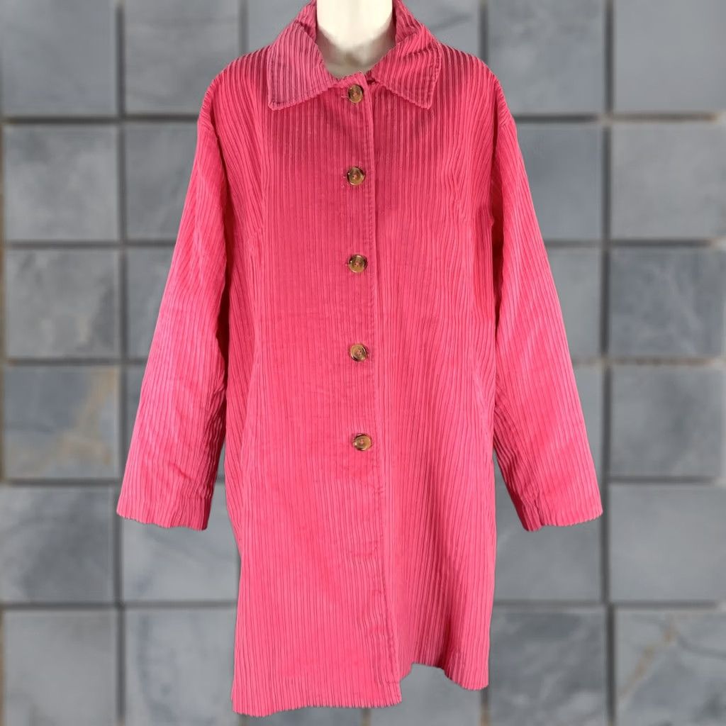 Valentino FRANCES VALENTINE Coat Size XXL Pink Cotton Corduroy Buttoned Size XXL / US 16-18 / IT 52-54 - 1 Thumbnail