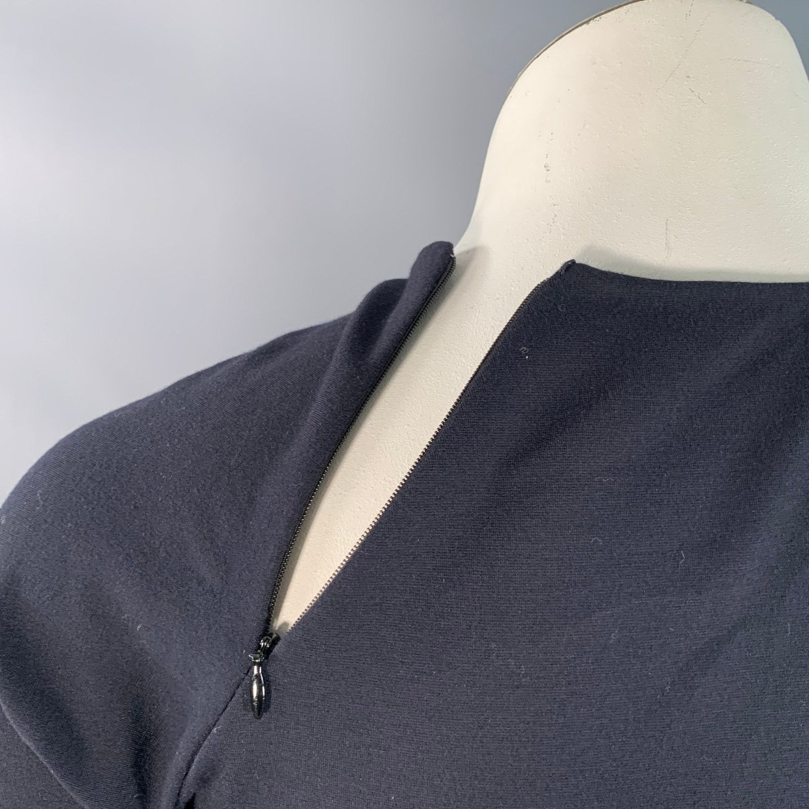 Jil Sander JIL SANDER Navy Viscose Blend Ruched Long Evening Gown Size L / US 10 / IT 46 - 4 Thumbnail