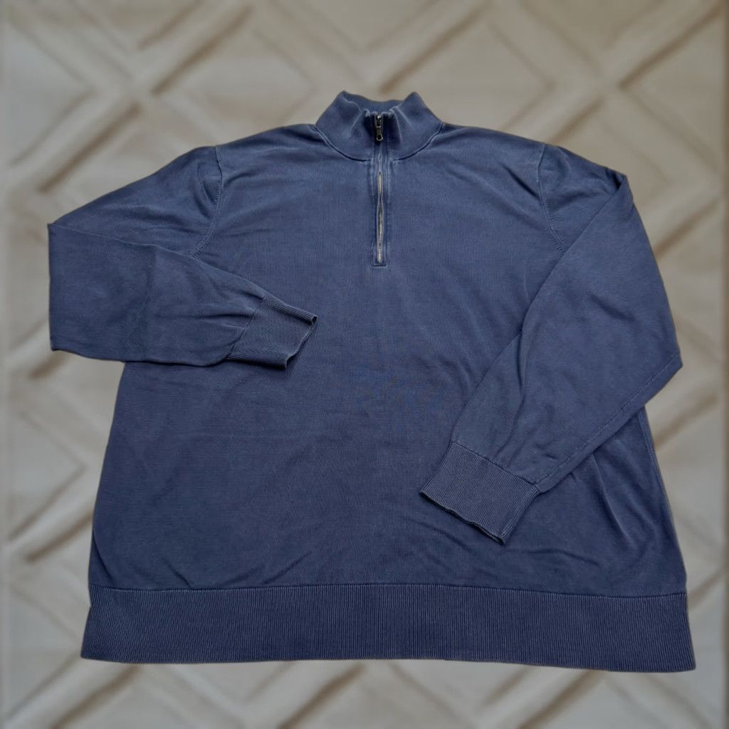Brooks Brothers Brooks Brothers 1/2 Zip Pullover Sweatshirt Mens XXL Navy Blue Mock Neck Casual Knit Cotton Regular Long Sleeve Size US XXL / EU 58 / 5 - 1 Thumbnail
