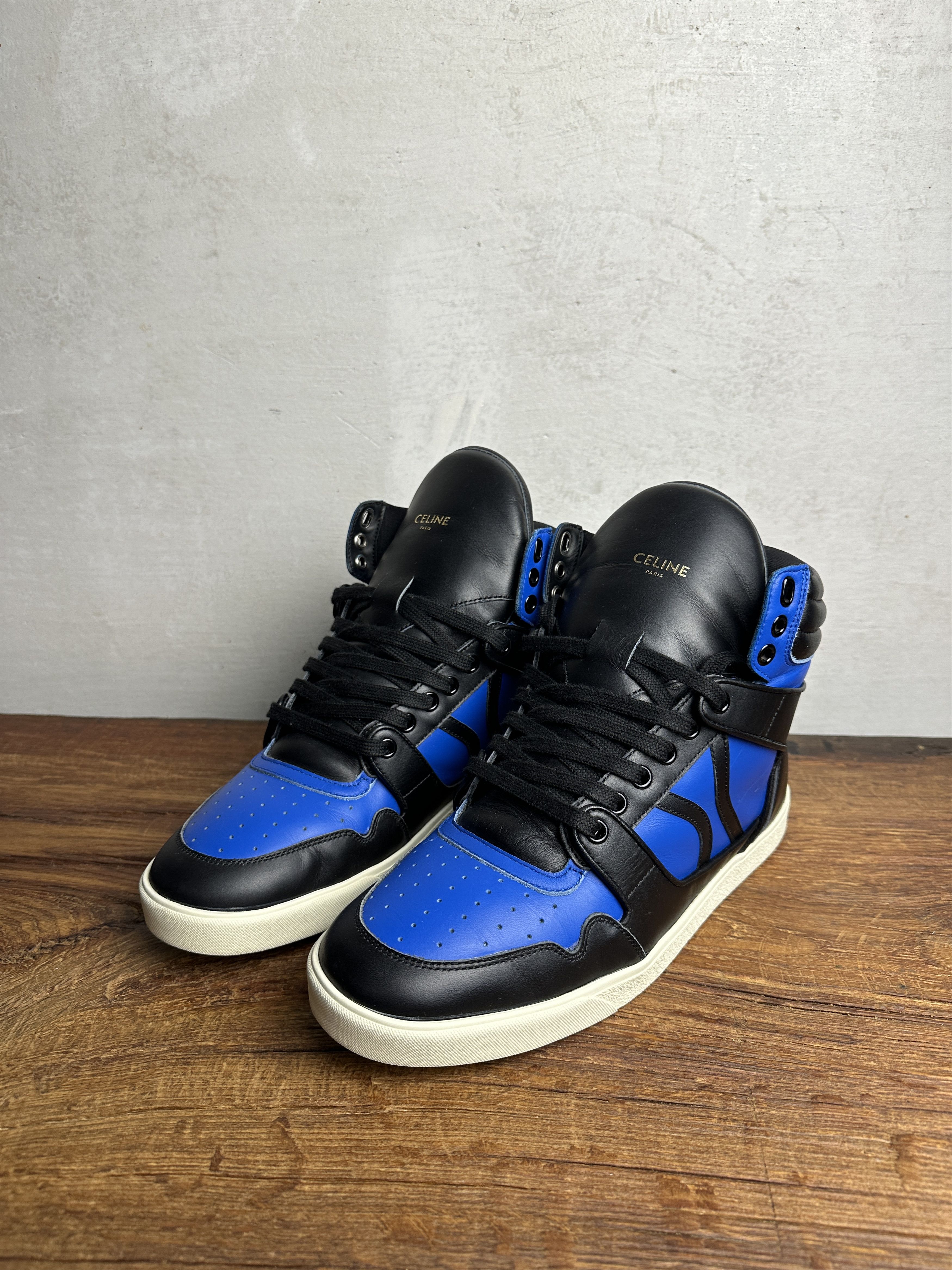 Celine Celine Celine Break Logo Leather Sneakers in Black Blue Size US 9 / EU 42 - 2 Thumbnail