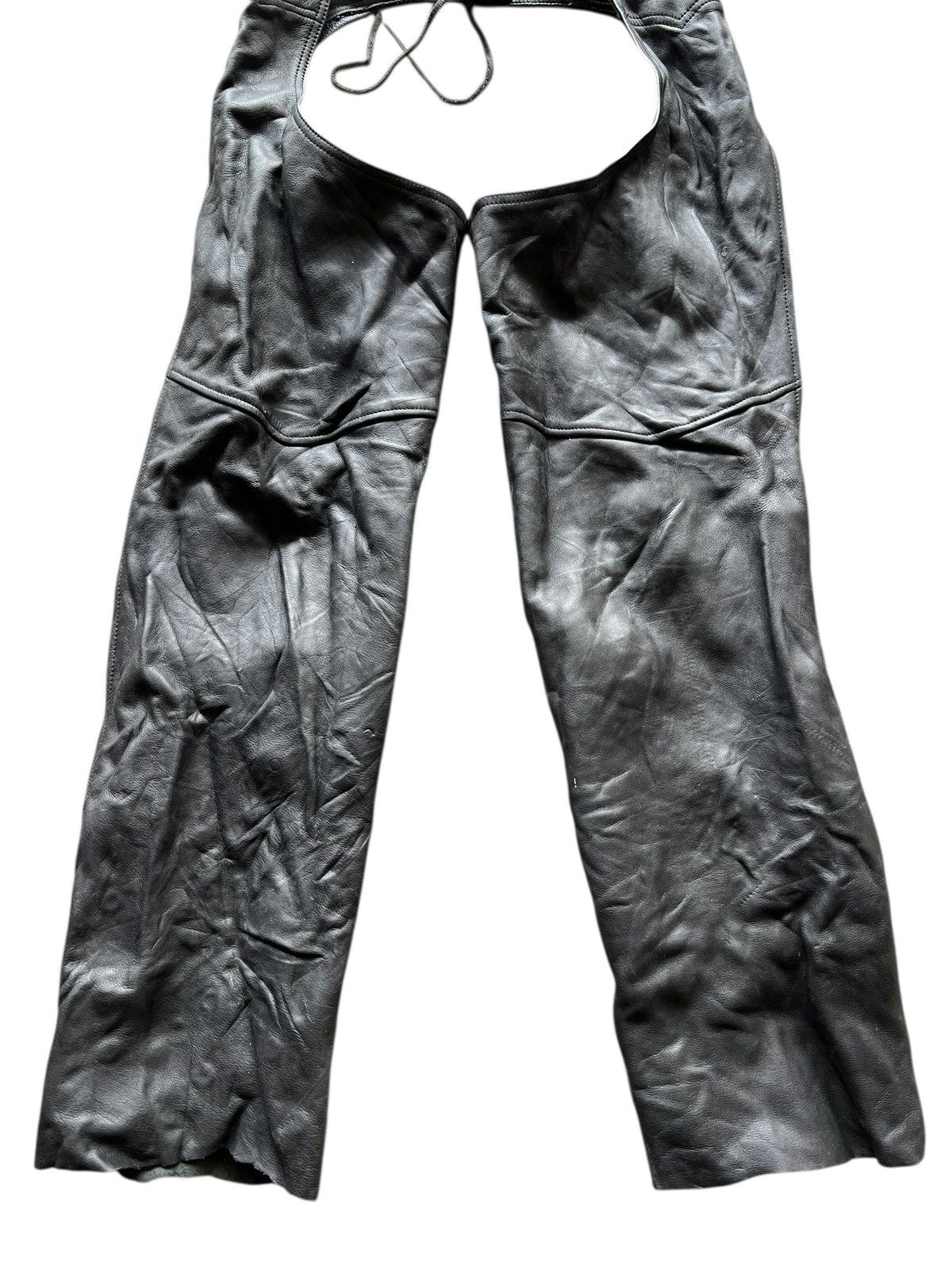 ICON Motorsports black genuine leather motorcycle chaps (Size 32-36) Size US 34 / EU 50 - 4 Thumbnail