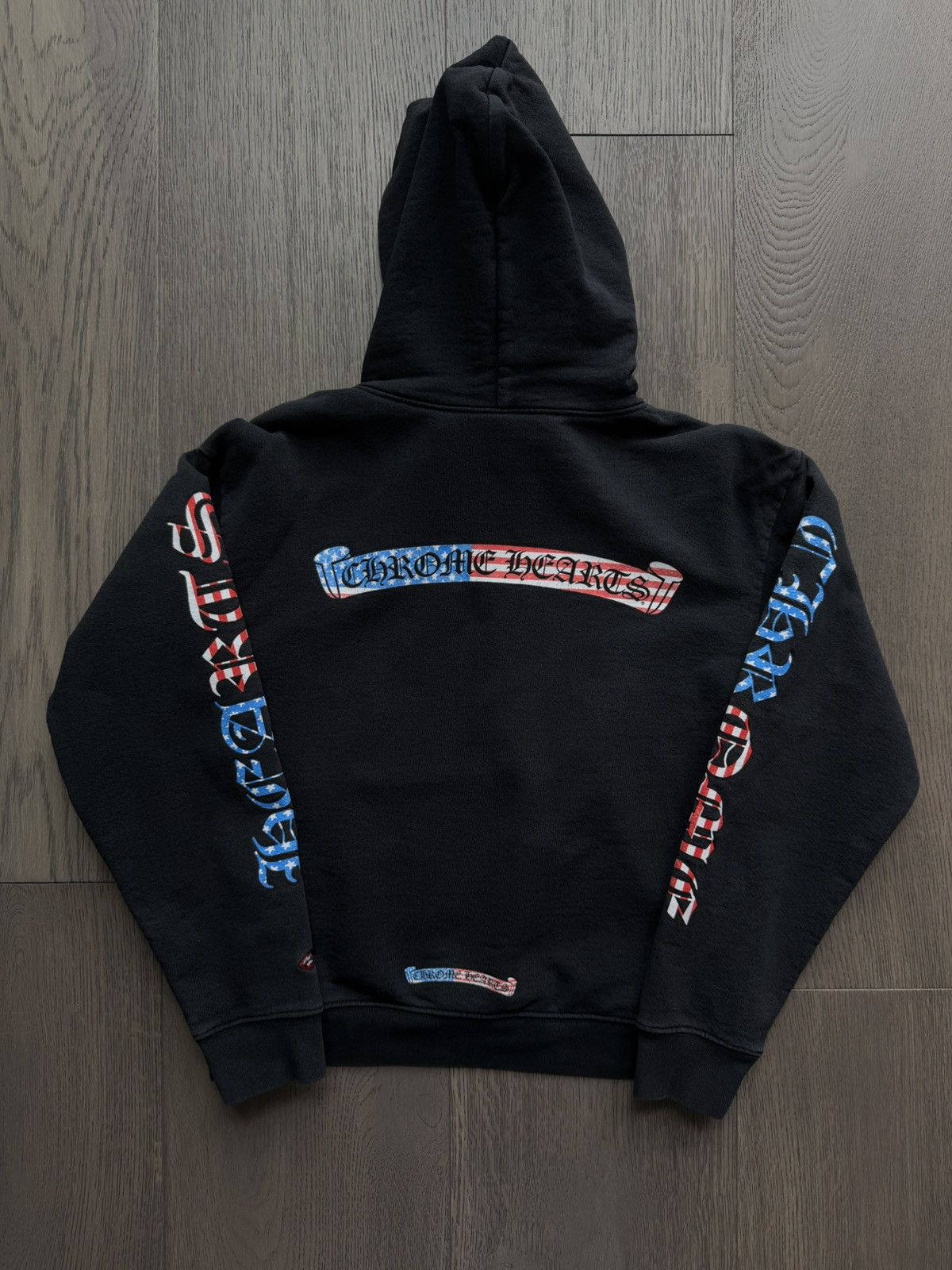 Chrome Hearts Matty Boy American Flag Scroll Black Hoodie