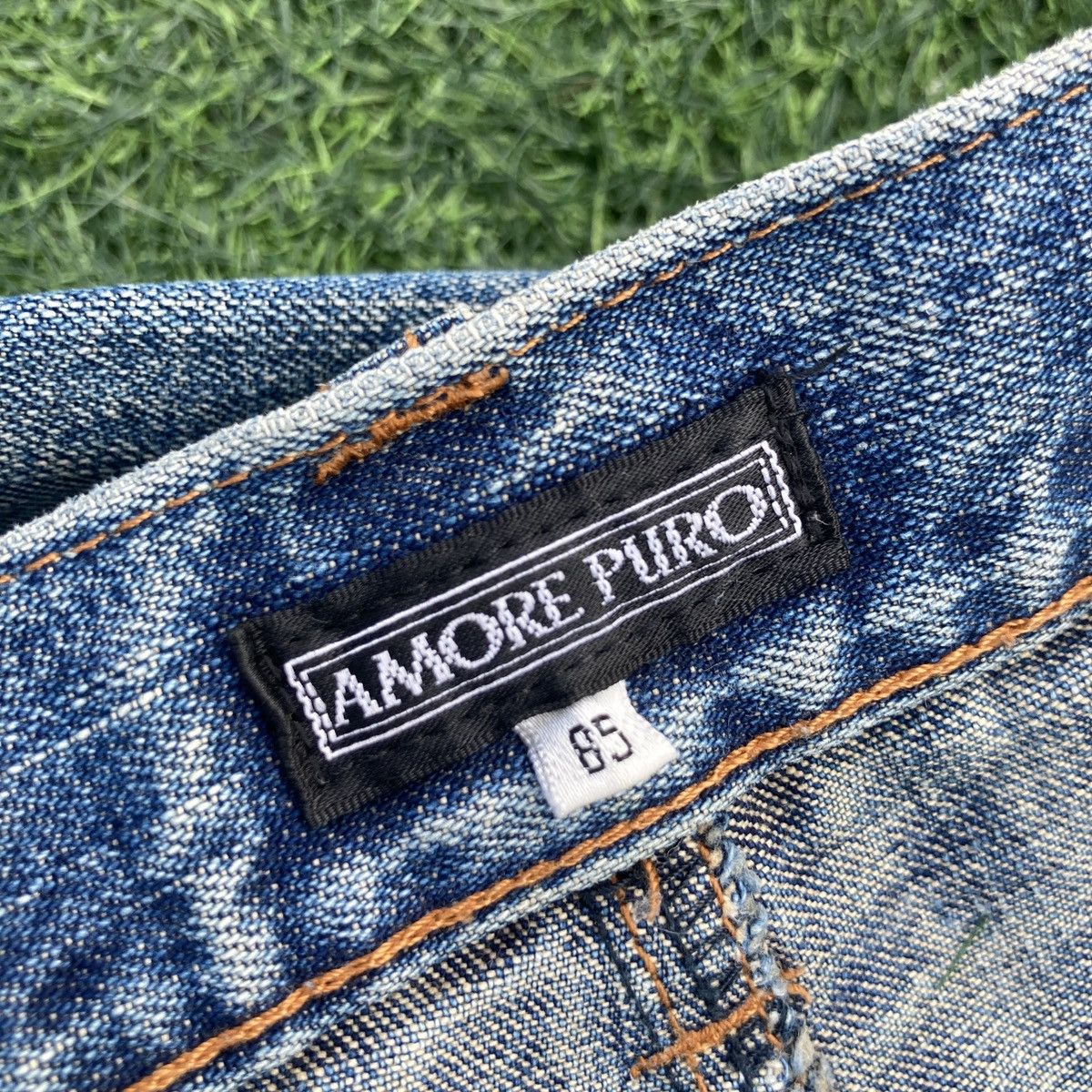 Japanese Brand AMORE PURO DOUBLE WAIST RIPPED JEANS Size US 34 / EU 50 - 14 Thumbnail