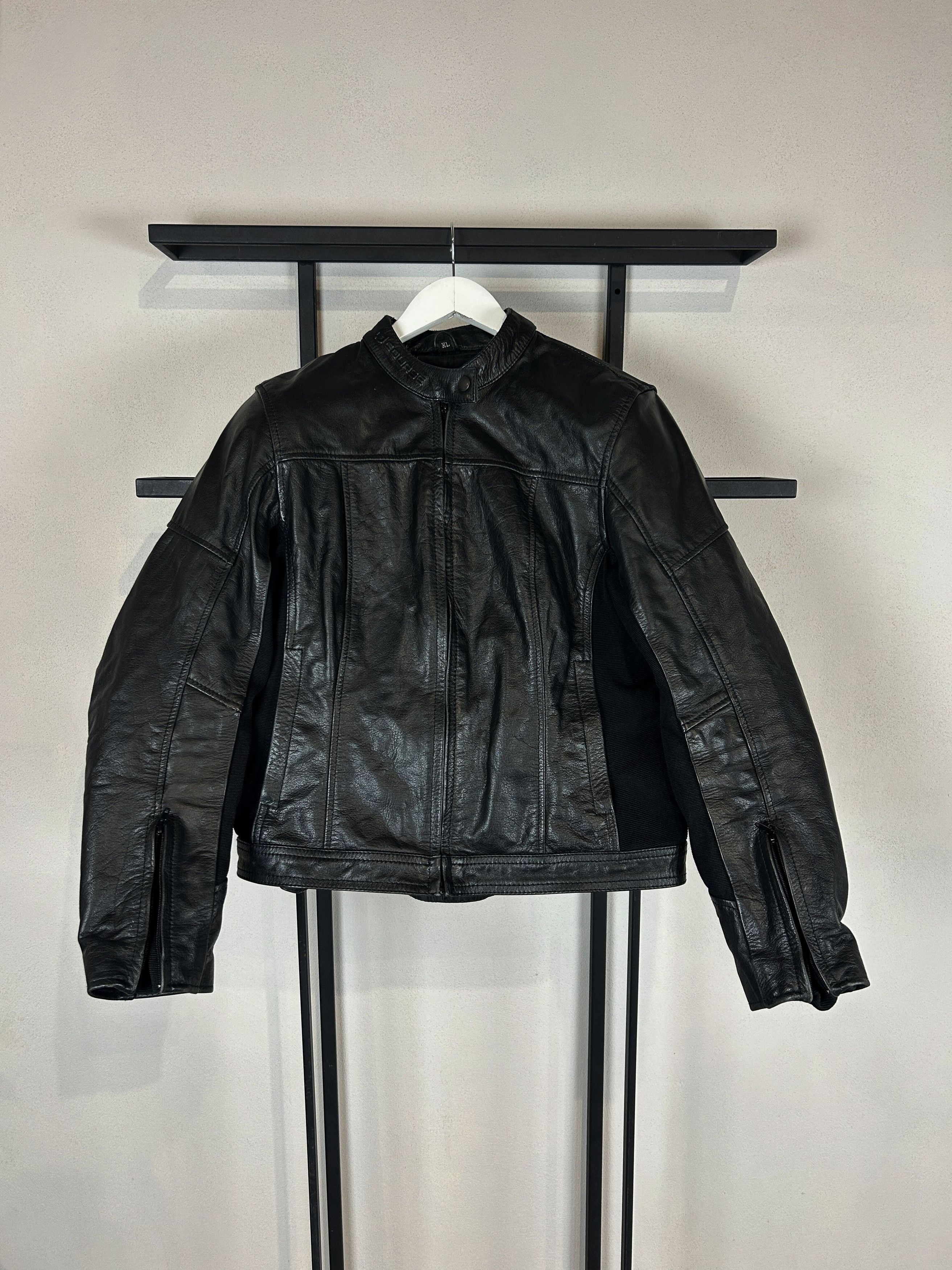 Vintage Black Leather Jacket Minimal Clean Panel Vintage Biker Core Size US S / EU 44-46 / 1 - 2 Thumbnail