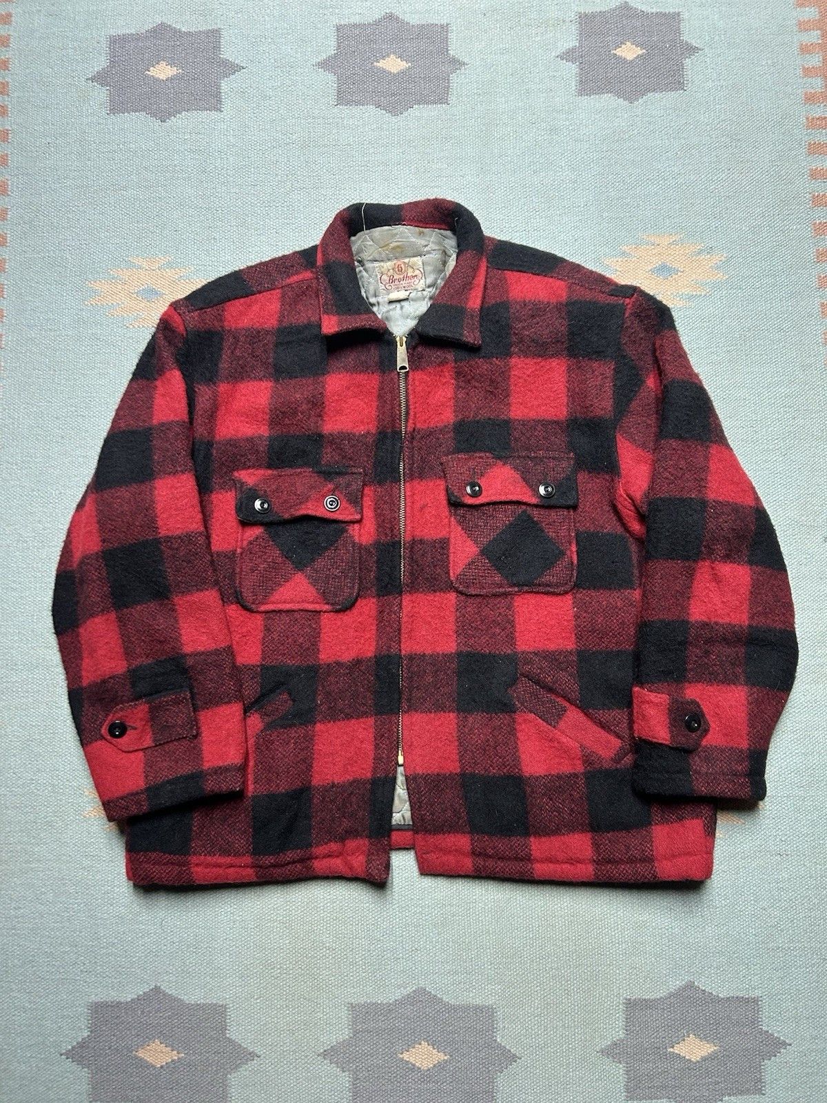 Vintage 1950s 5 brother wool jacket mackinaw buffalo plaid quilted L Size US L / EU 52-54 / 3 - 1 Thumbnail