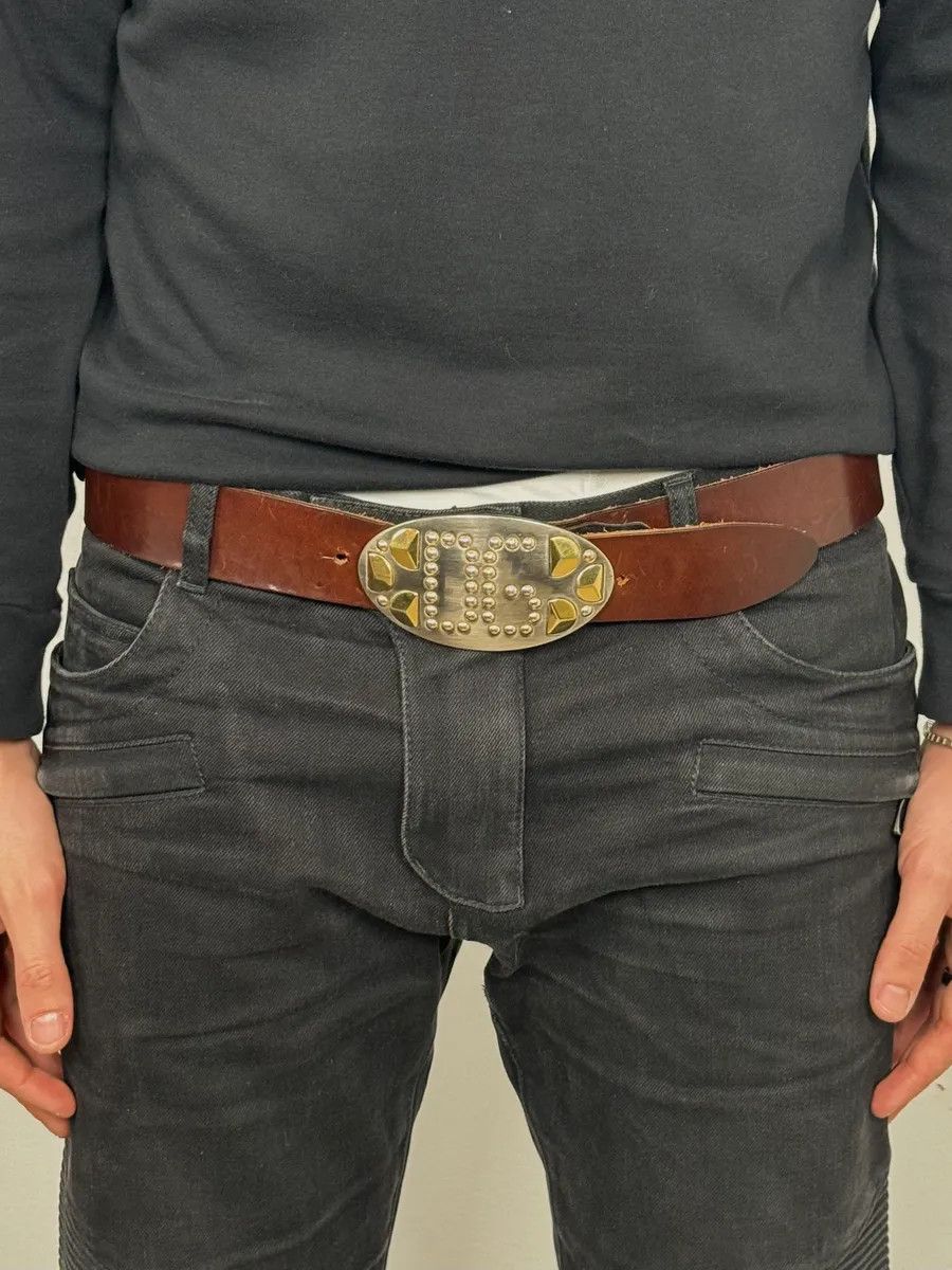 Dolce & Gabbana AW2004 Dolce & Gabbana Futuristic Buckle Brown Leather Belt Size ONE SIZE - 2 Thumbnail