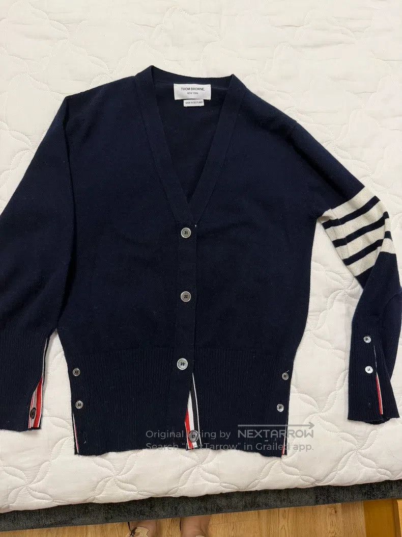 Other Thom Browne Blue grey cashmere cardigan sweater Size M / US 6-8 / IT 42-44 - 1 Thumbnail