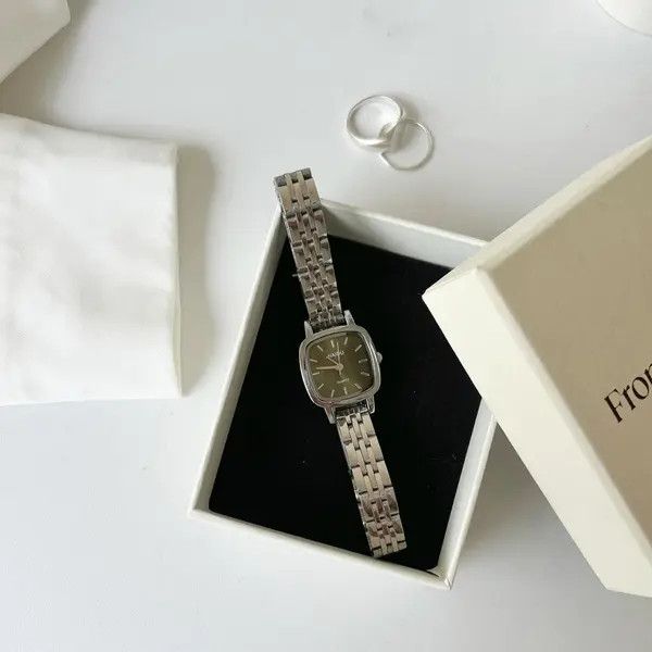 Jewelry Silver Square Face Stainless Steel Wrist Watch Size ONE SIZE - 5 Thumbnail