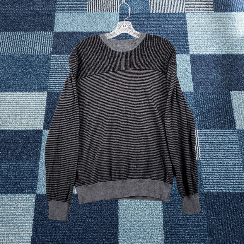 BUGATCHI BUGATCHI Sweater Mens XL Gray Long Sleeve Stripe Merino Wool Pullover Knit Size US XL / EU 56 / 4 - 1 Thumbnail