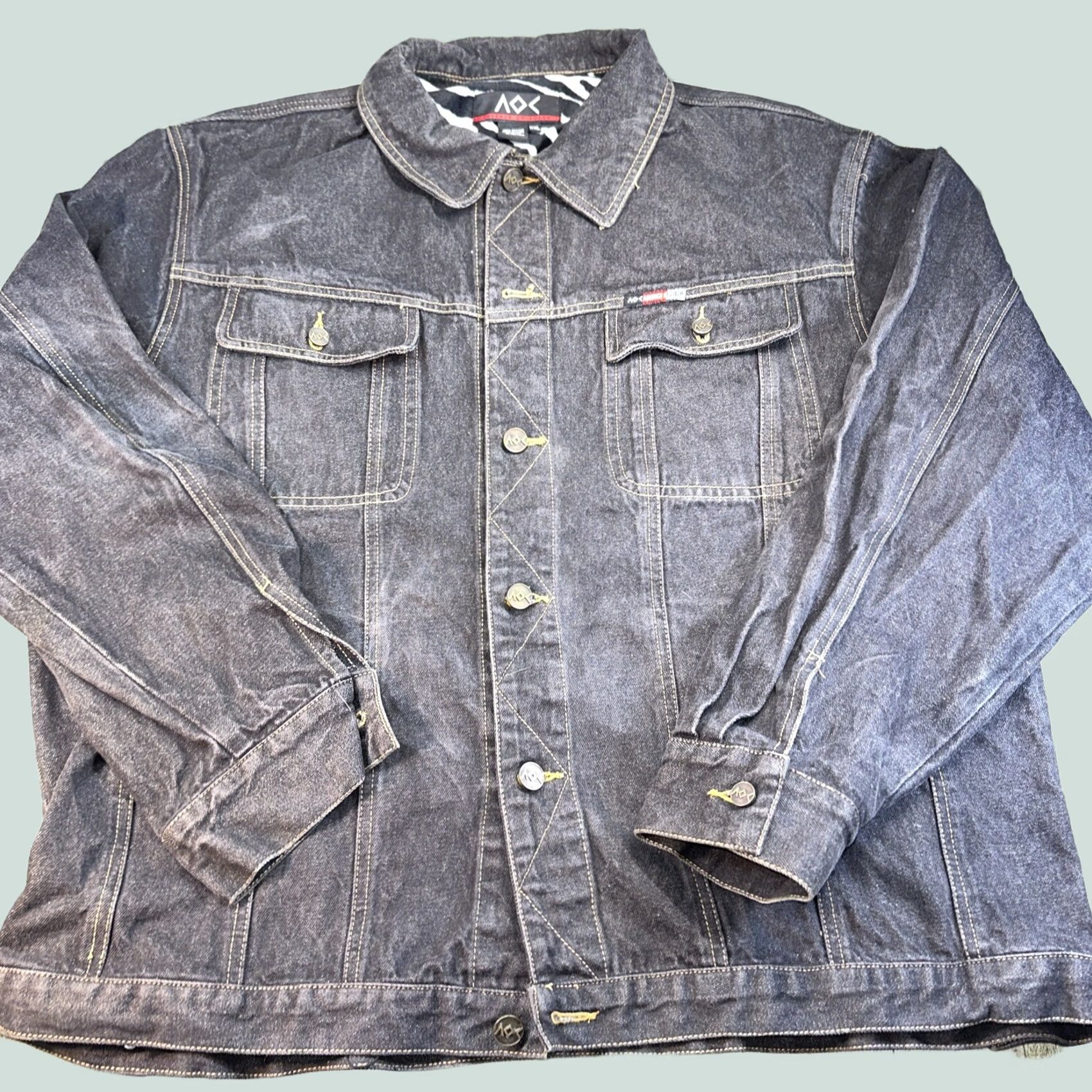 Vintage VINTAGE Men’s Jacket Jean 2XL Black 90s Y2K Mens Size US 39 - 1 Thumbnail