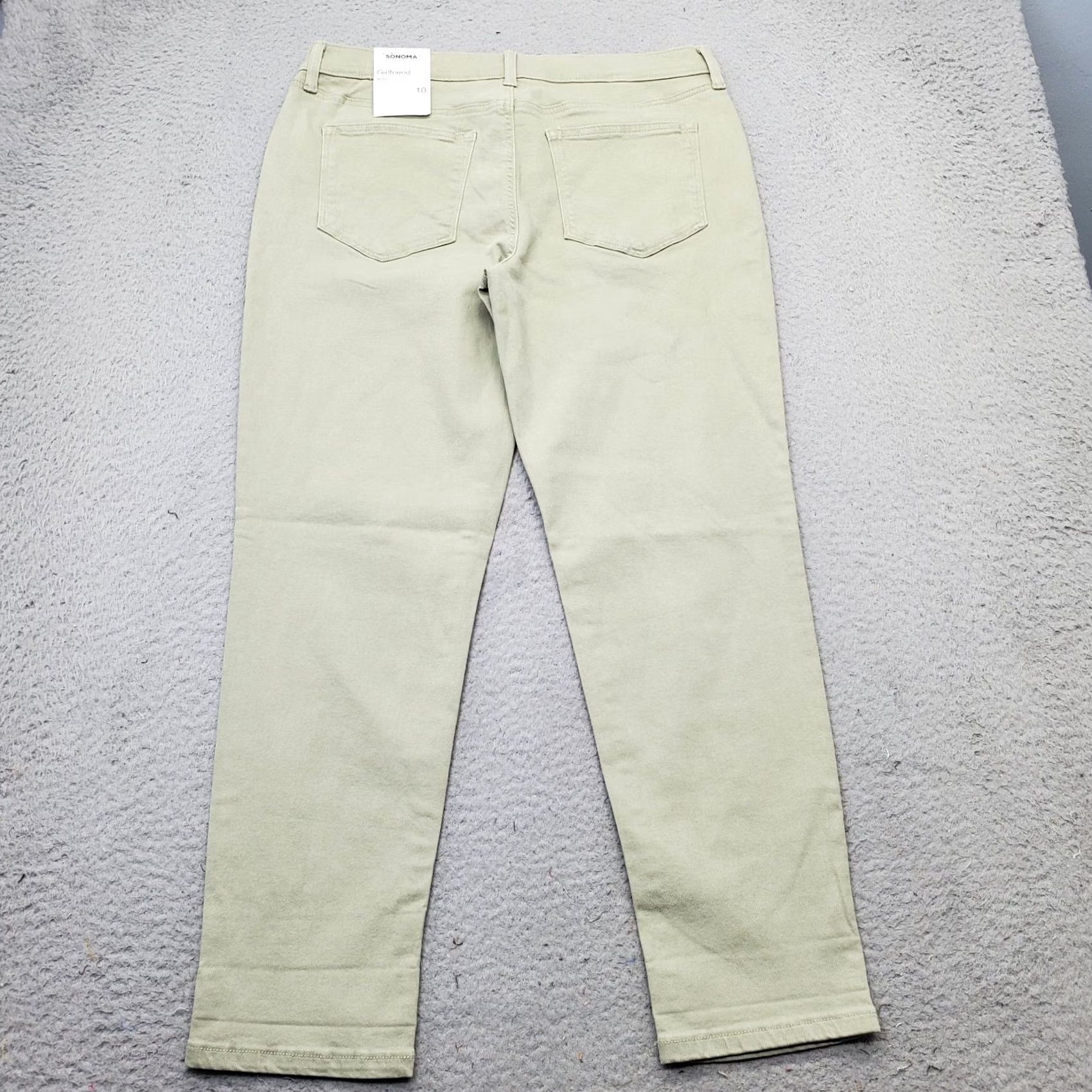 Denime Sonoma Girlfriend Jeans Womens 10 Green Denim Straight Leg Relaxed Fit Mid-Rise Size 32" / US 10 / IT 46 - 2 Thumbnail