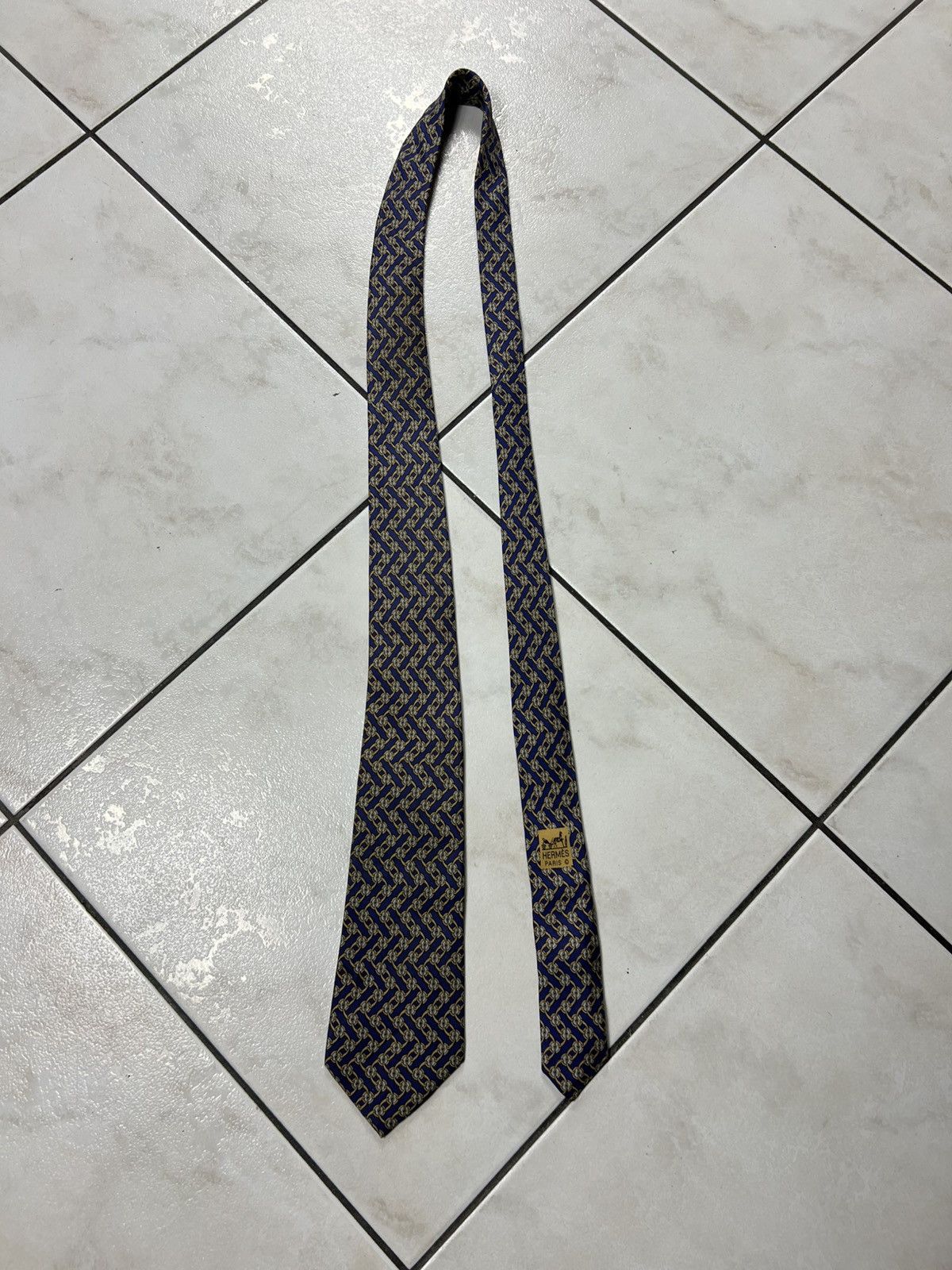Hermes Vintage Hermes Paris silk tie monogram 7267 MA Size ONE SIZE - 6 Thumbnail