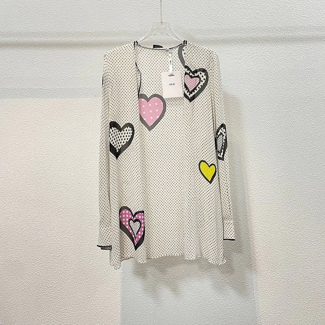 Dior Dior Polka Dot Heart Silk Button Up Size 38 Size S / US 4 / IT 40 - 1 Thumbnail