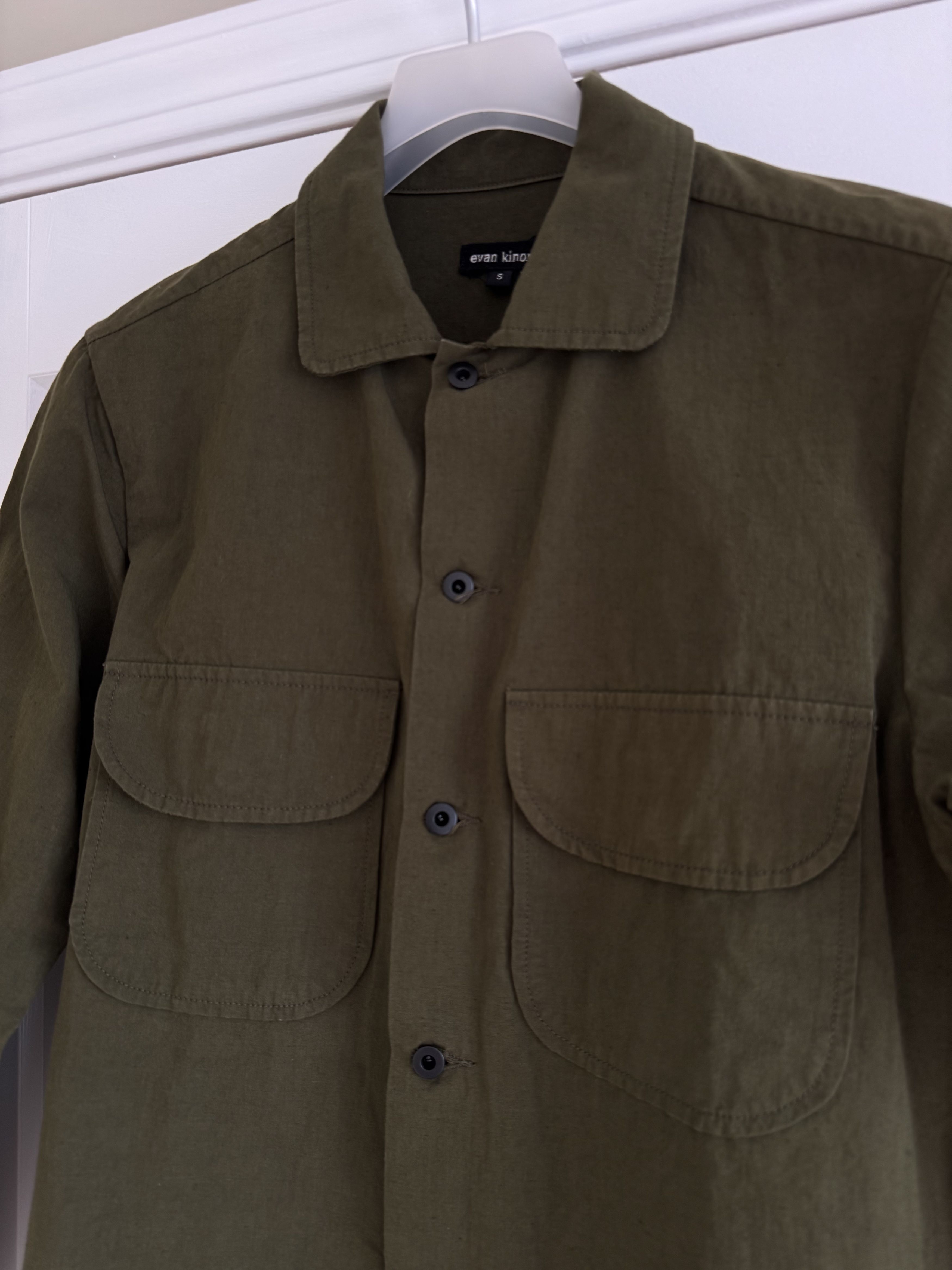 Evan Kinori Evan Kinori Field Shirt Cotton/Hemp Typewriter Cloth Olive Size US S / EU 44-46 / 1 - 8 Thumbnail