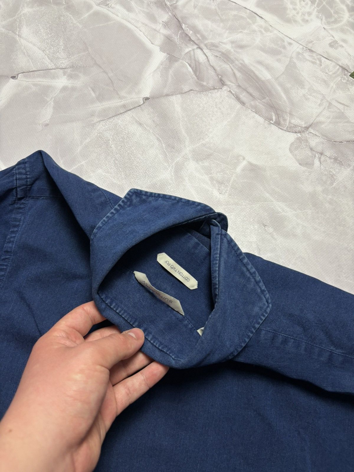 Designer Suitsupply Cotton Two Ply Shirt Blue Size S 38/15 Size US S / EU 44-46 / 1 - 5 Thumbnail