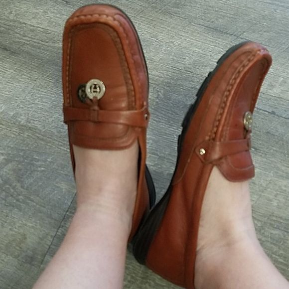 Vintage brown leather loafers slip on factory shoes Etienne Aigner US size 9.5