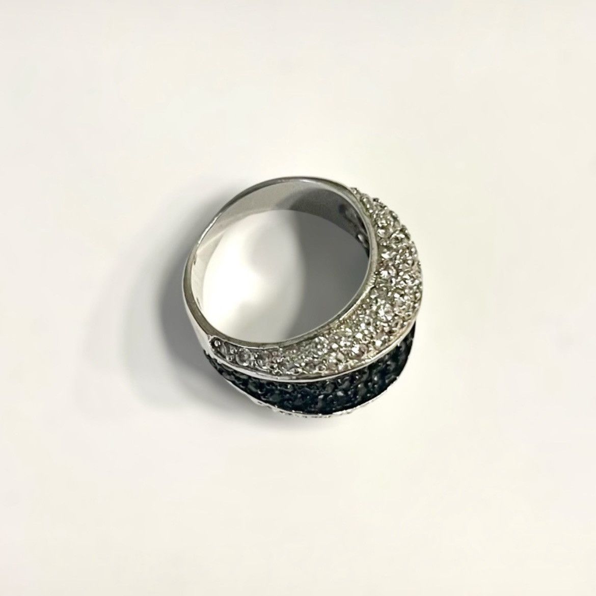 Vintage Vintage Black & White Sterling Silver Deco Ring Size ONE SIZE - 3 Thumbnail