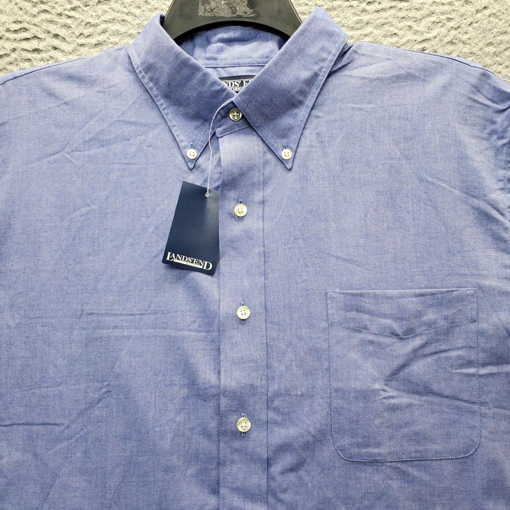 Lands' End Lands' End Dress Shirt Mens 16.5 Blue Classic Fit Oxford Collared Button Down Size 46R - 7 Thumbnail