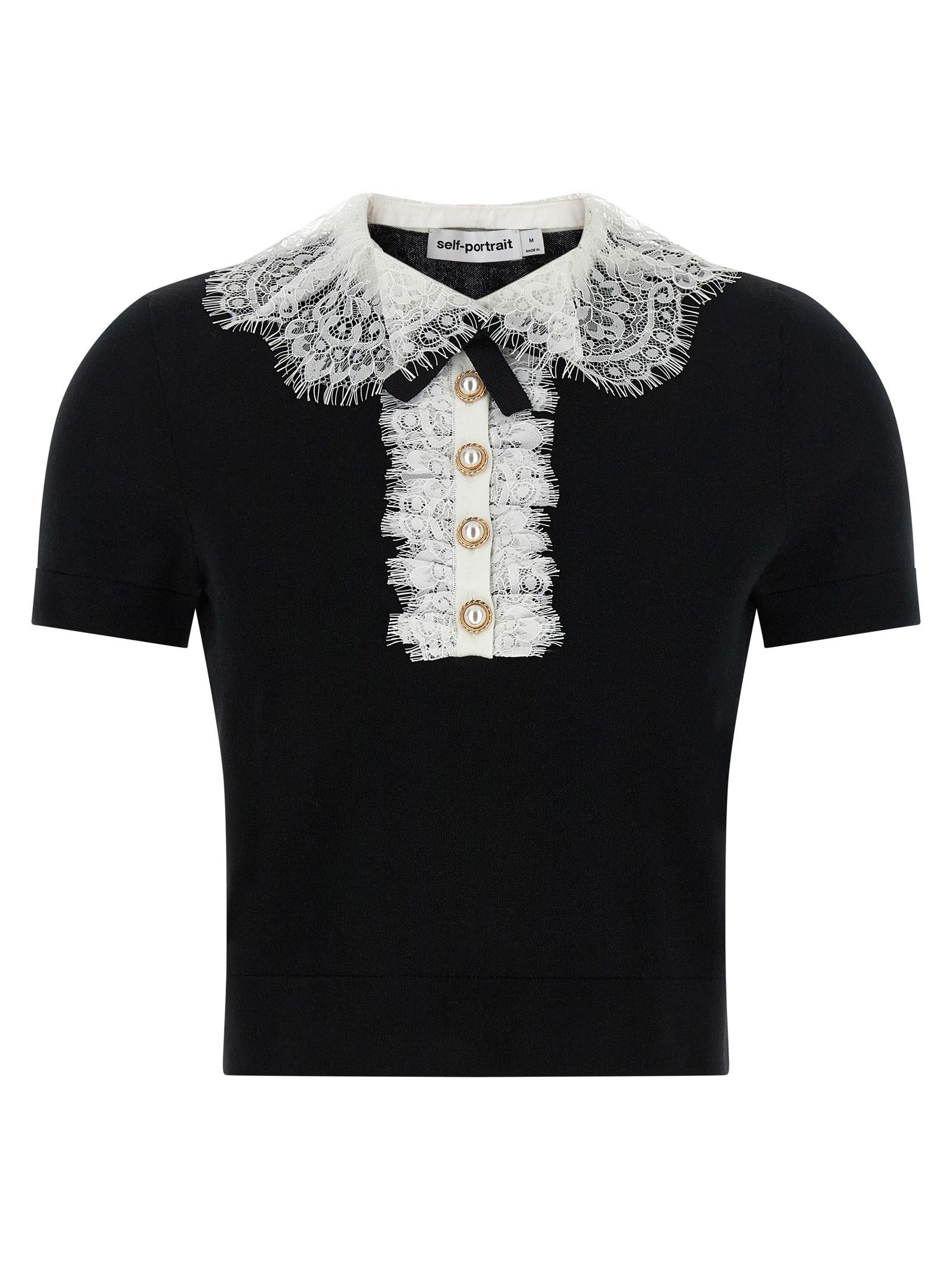 Self-Portrait 'Black Knit Lace Collar' top Size M / US 6-8 / IT 42-44 - 1 Thumbnail