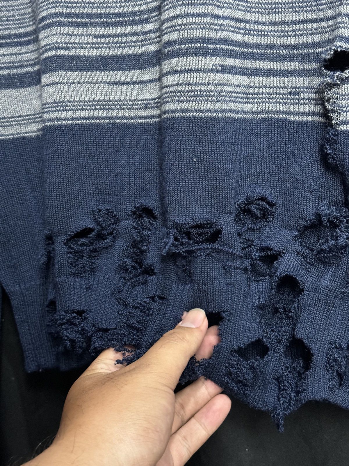 If Six Was Nine × Japanese Brand × Le Grande Bleu (L.G.B.) Distressed Morgan Homme Knit Long Sleeve Size US M / EU 48-50 / 2 - 5 Thumbnail