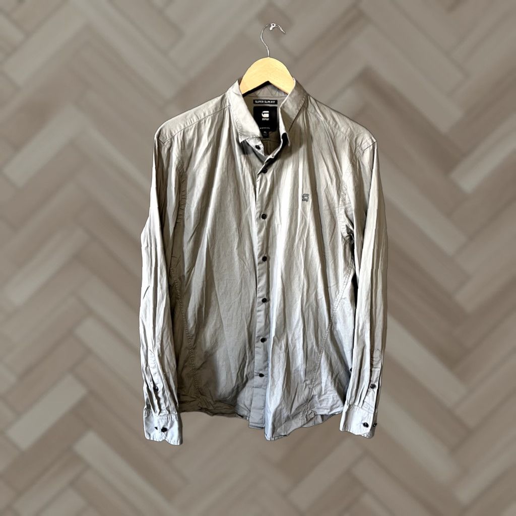 G-Star G Star Raw Mens Button-Up Shirt Long Sleeve Gray XL Size US XL / EU 56 / 4 - 1 Thumbnail