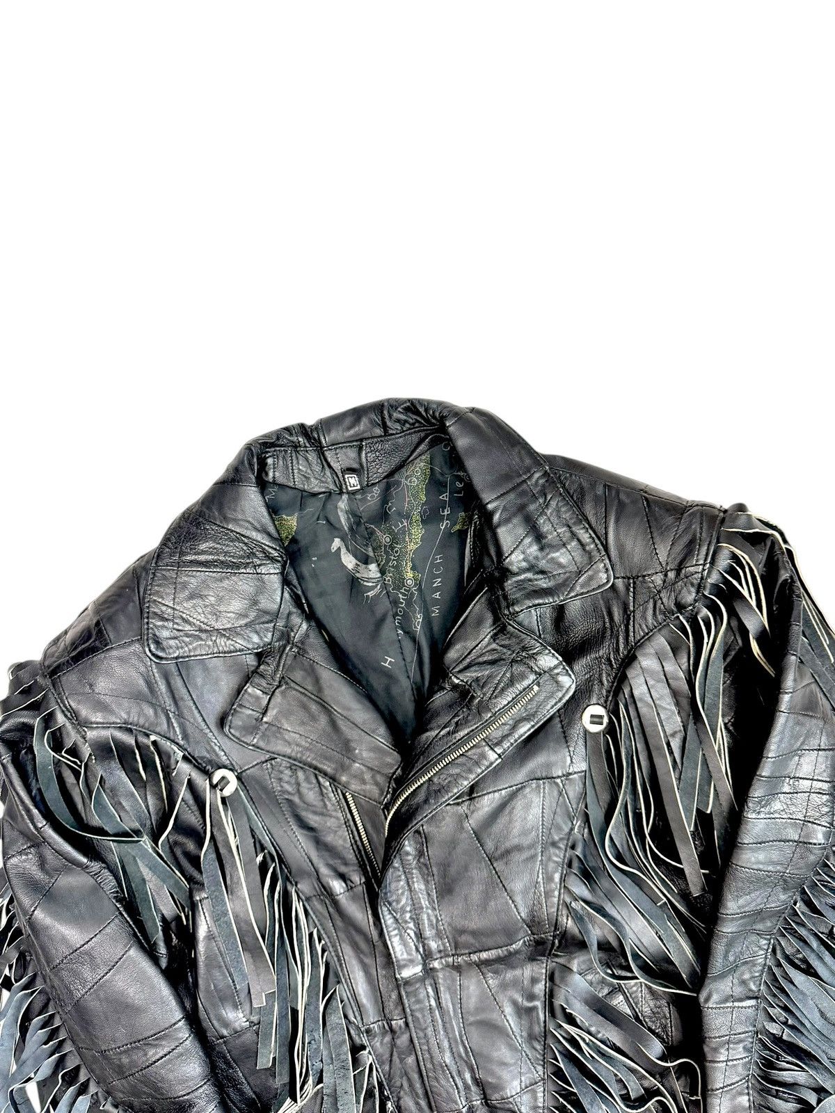 Genuine Leather Vintage Black Fringe Leather Jacket Biker Western Cropped Size US L / EU 52-54 / 3 - 4 Thumbnail