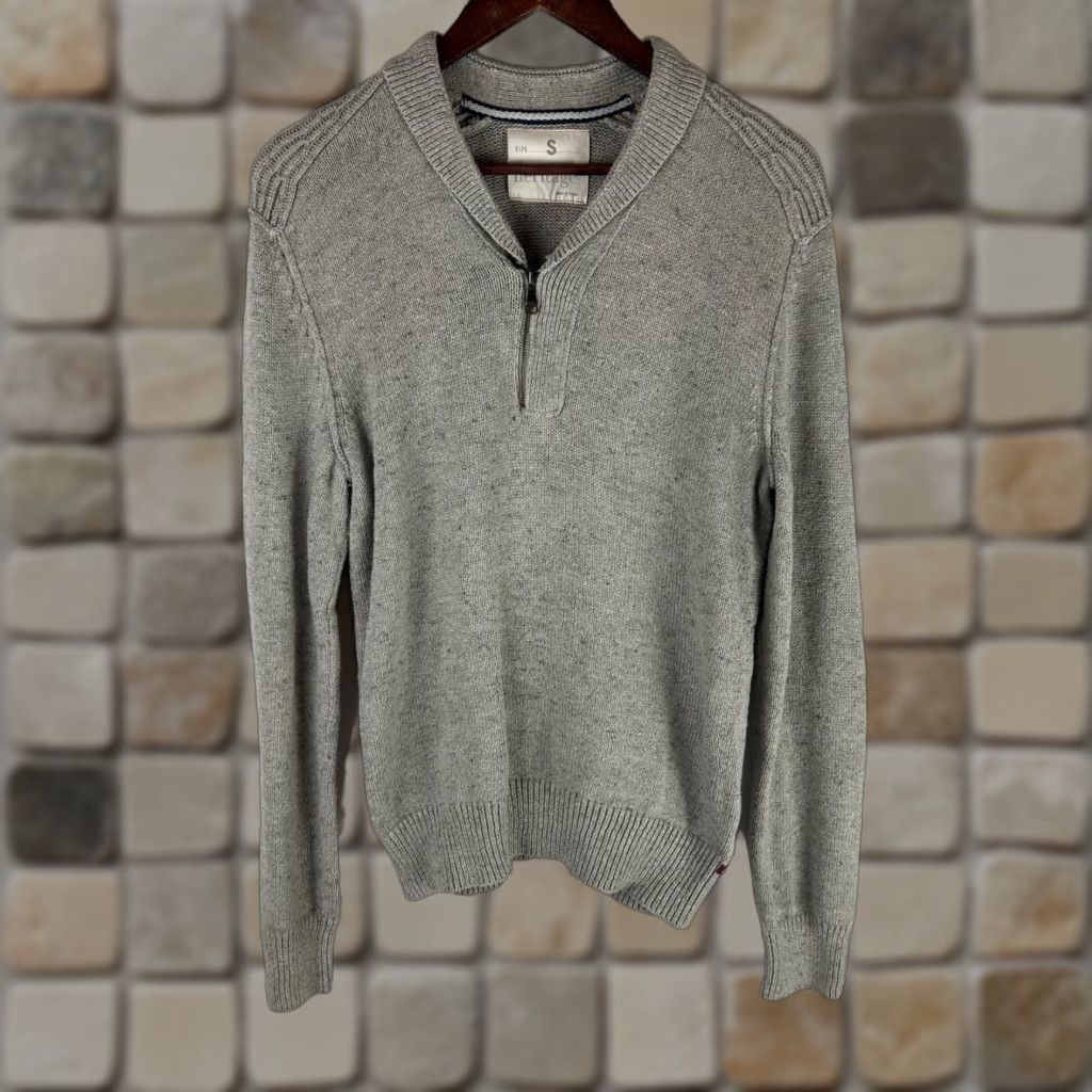 Banana Republic VINTAGE Banana Republic Heritage Mens Gray Speckled 1/4 Zip Sweater Size S 100 Cotton Size US S / EU 44-46 / 1 - 1 Thumbnail