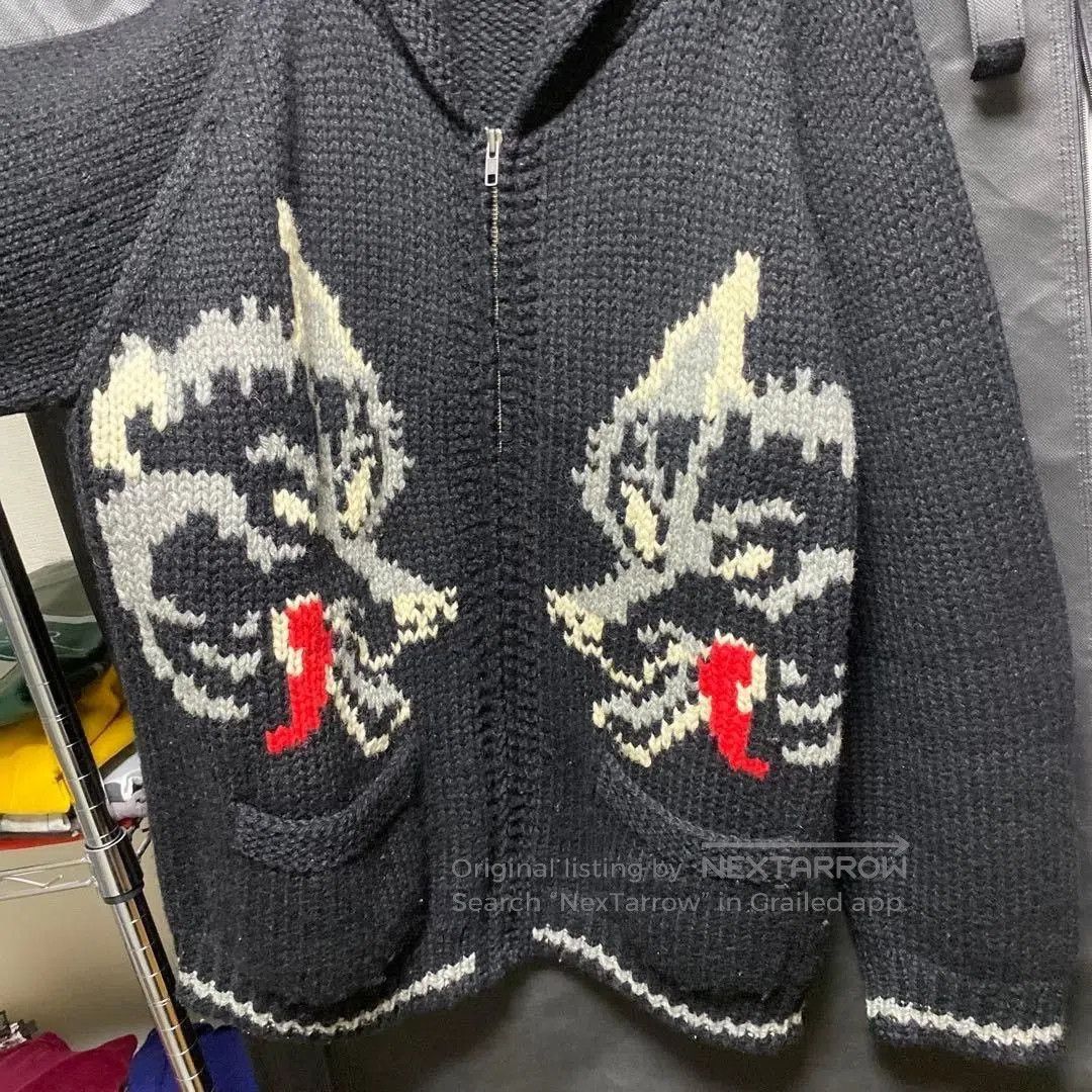 Visvim Black Wolf Pattern Knit Cardigan. Size US M / EU 48-50 / 2 - 2 Thumbnail