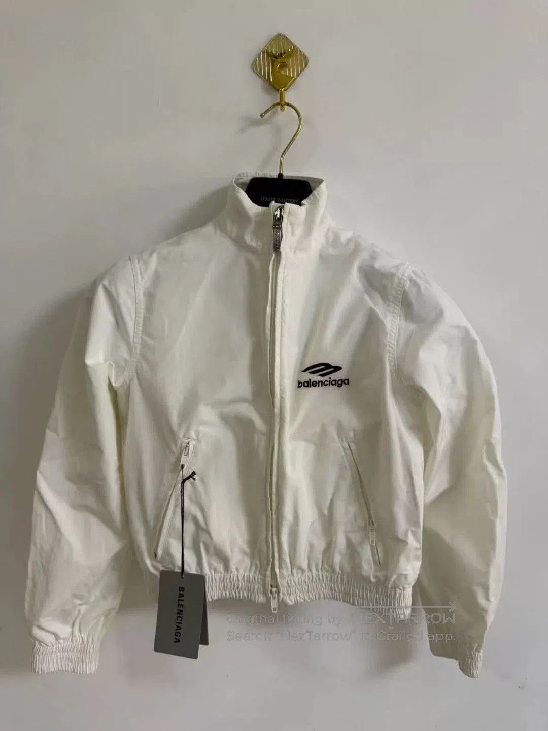 Balenciaga short white jacket with embroidered logo. Size US S / EU 44-46 / 1 - 1 Thumbnail