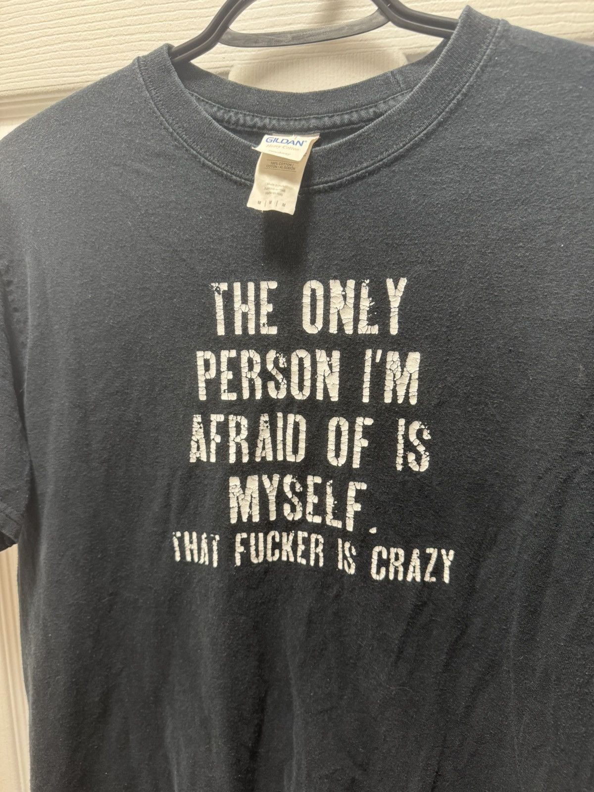 Gildan × Vintage Gildan Funny Text Vintage Crazy Fucker Afraid Meme Vintage Size US M / EU 48-50 / 2 - 2 Thumbnail