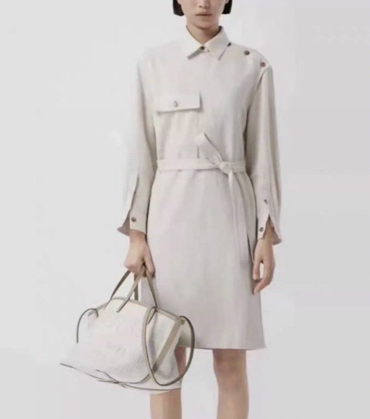 Burberry Burberry Apricot Long Sleeve Belted Paragraph Dress Size M / US 6-8 / IT 42-44 - 8 Thumbnail
